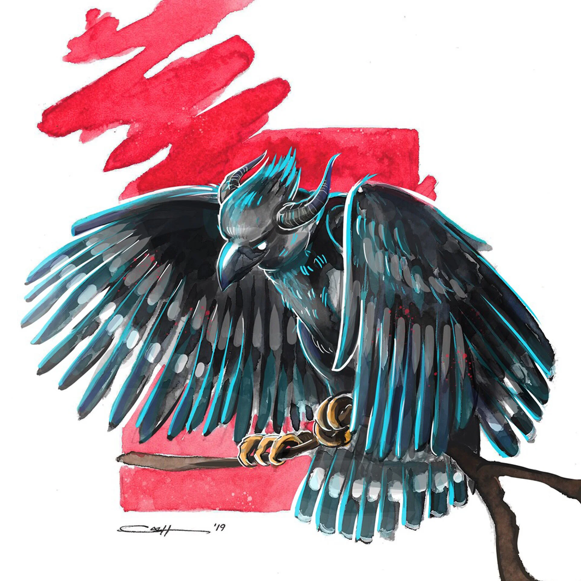 Horned Raven Print