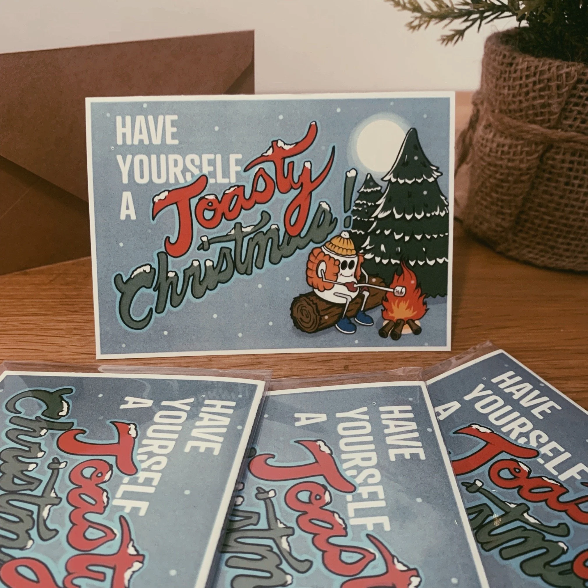 "TOASTY" Christmas Card (Teal)