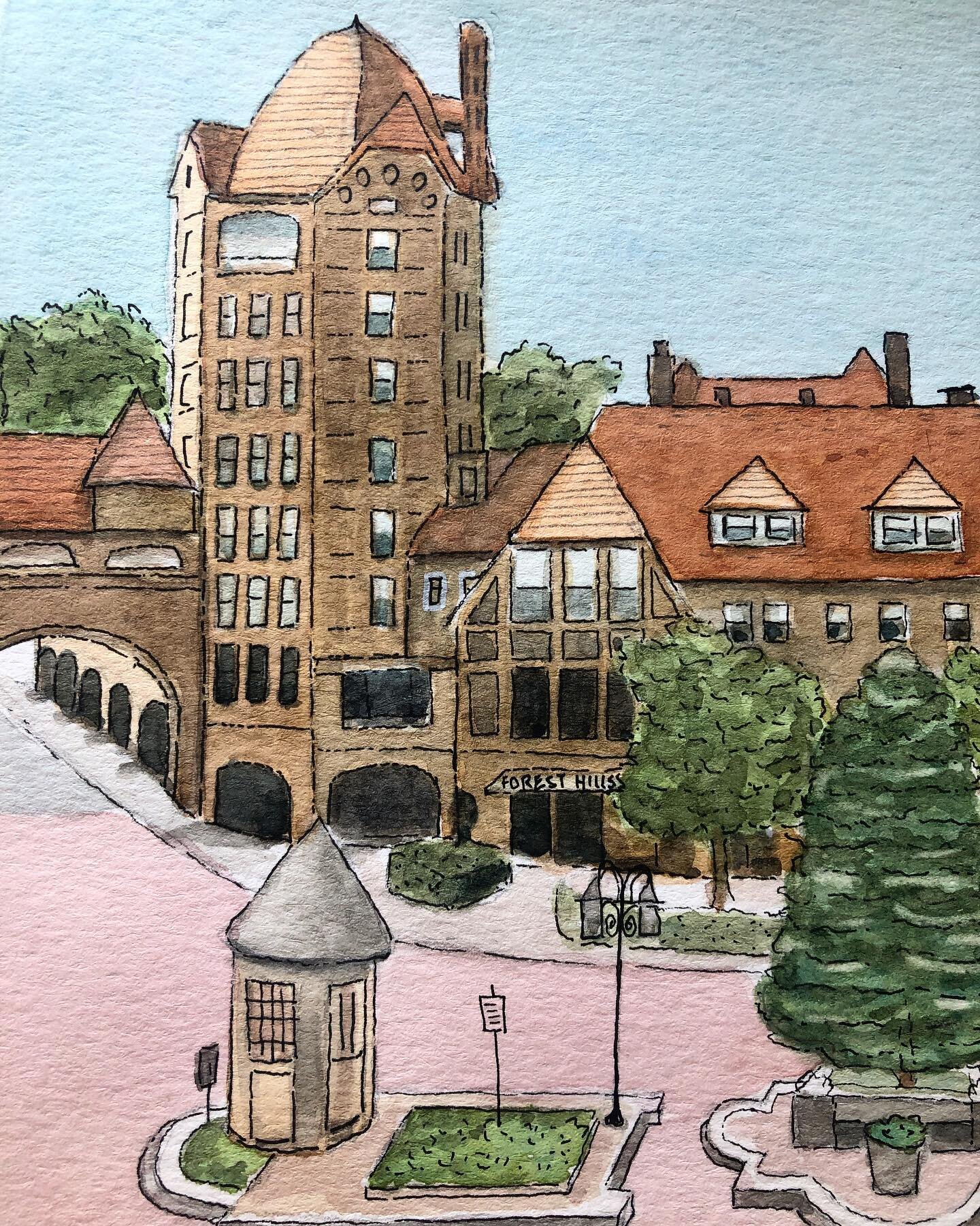 DETAILS 🖌🤗.
.
.
#watercolorart #foresthills #queens #nyc #art #illustrator #architecturelovers #illo #urbanarchitecture #urbansketchers #penandink #commissionsopen #commission #colorfullife