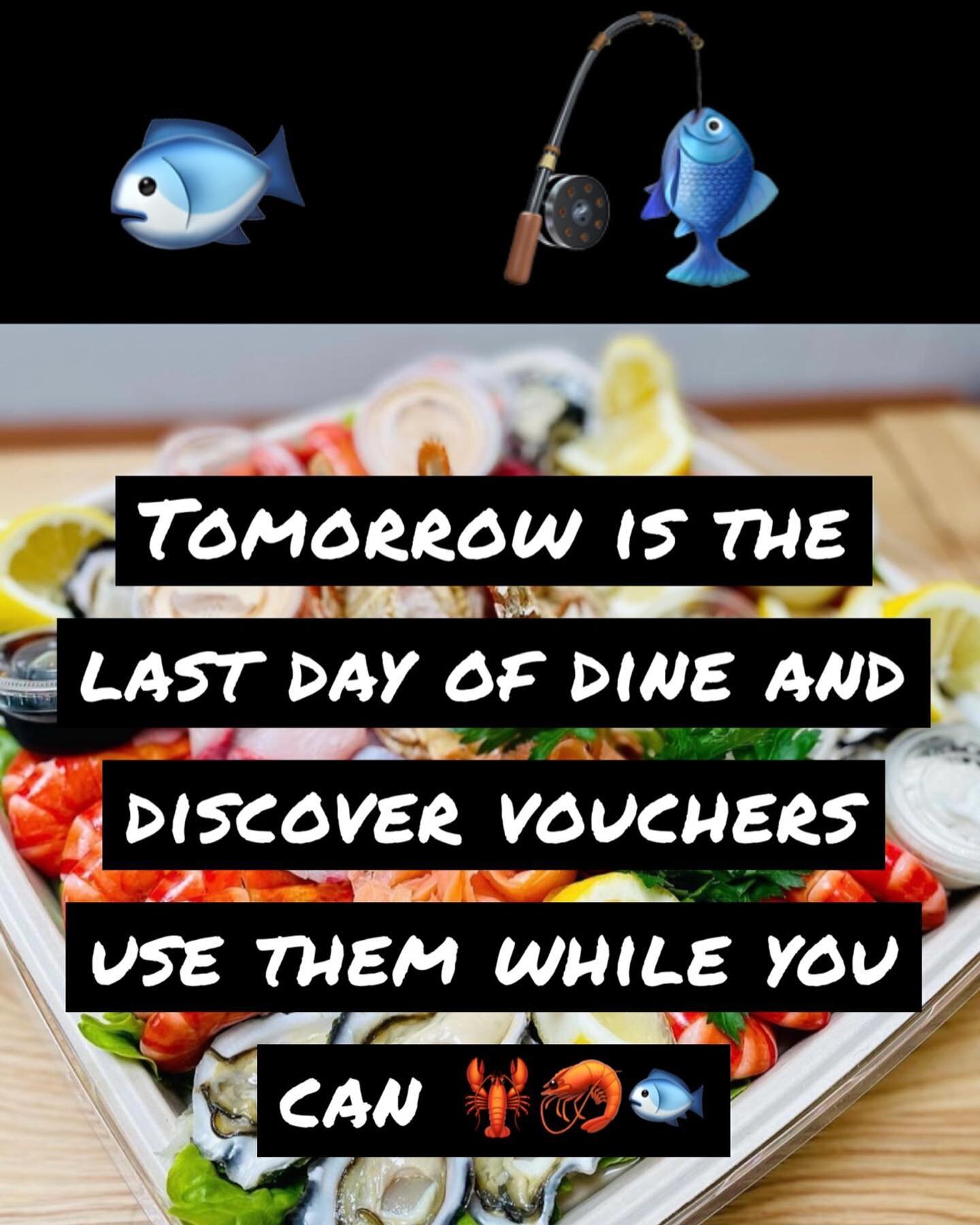 Tomorrow is the final day of dine and discover vouchers, come down grab some seafood and enjoy the last day before the rain hits again. 🐟🐟