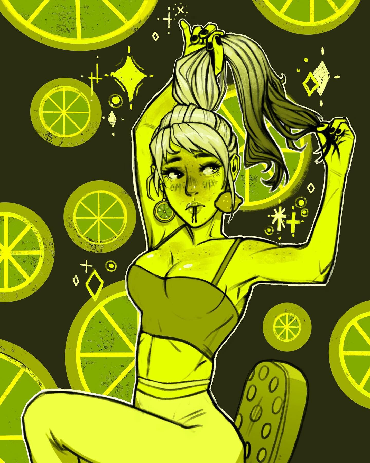 #Huevember prompt 1! This is quite fun I&rsquo;ve gotta say :) 
.
.
#illustration #charcaterdesign #sweetsour #limes #procreate