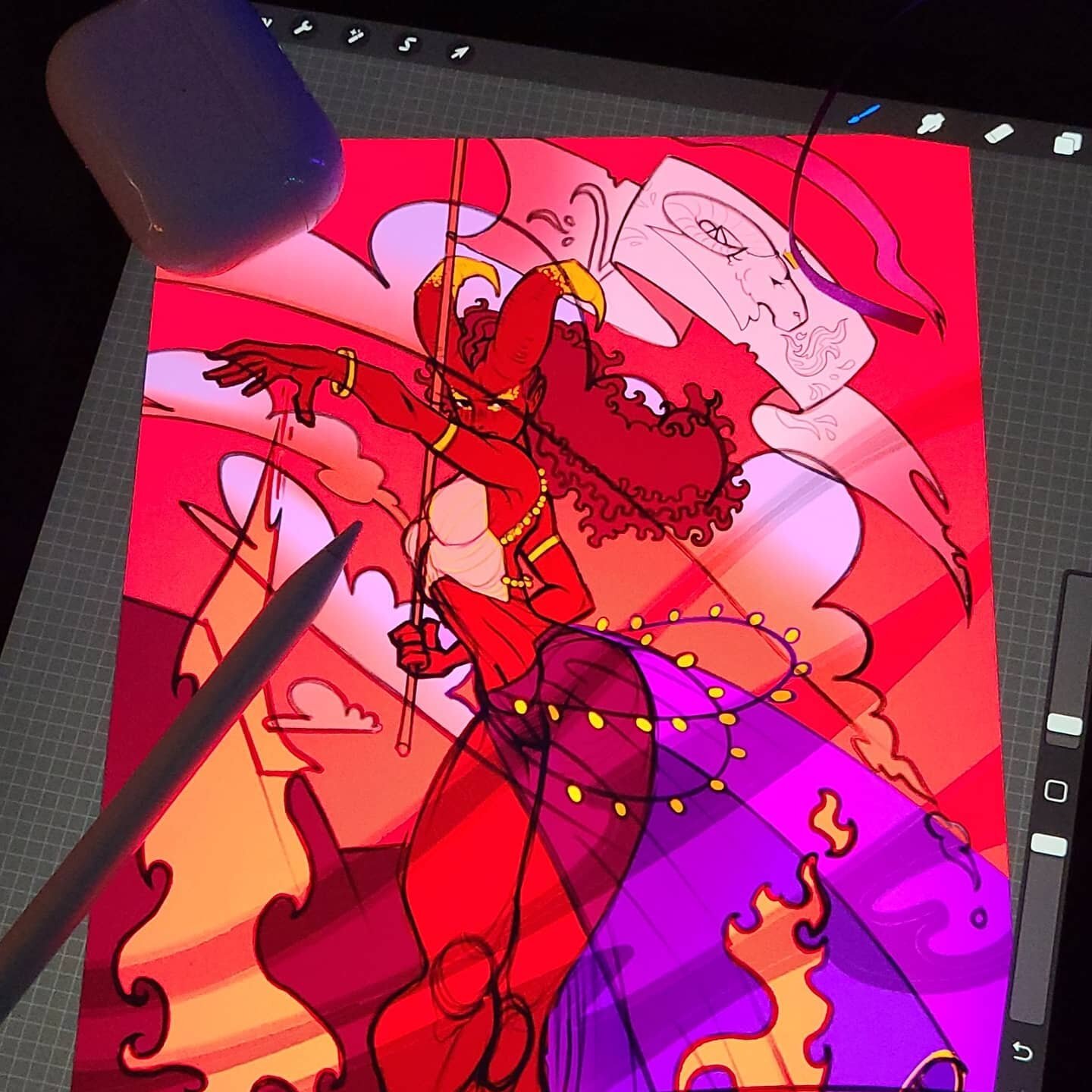 Listening to Billie Eilish to get me into the mood for this piece 🔥 wip on procreate
.
.
.
#aries #zodiac #astrology #fire #characterdesign #tiefling #fantasy #art #artist #illustration #artwip #sketch #procreate #design #comicart #illust