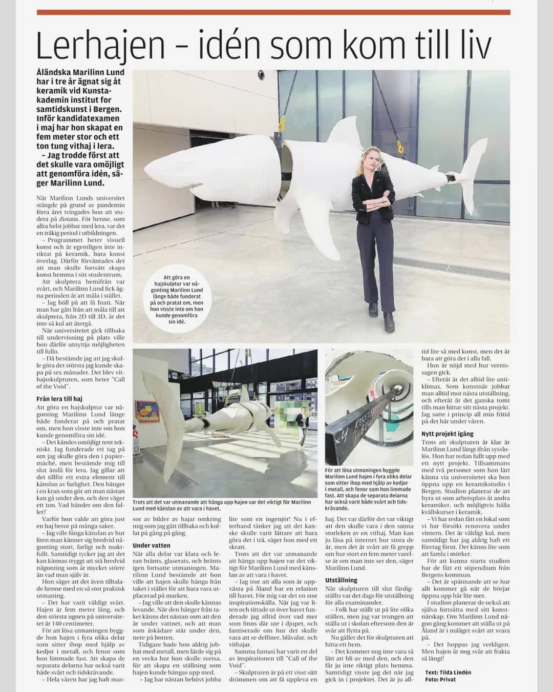 &Aring;landstidningen skrev ett reportage om hajen! Jag var j&auml;ttetr&ouml;tt och stressad n&auml;r de ringde men intervjun blev super &auml;nd&aring;! 🇦🇽