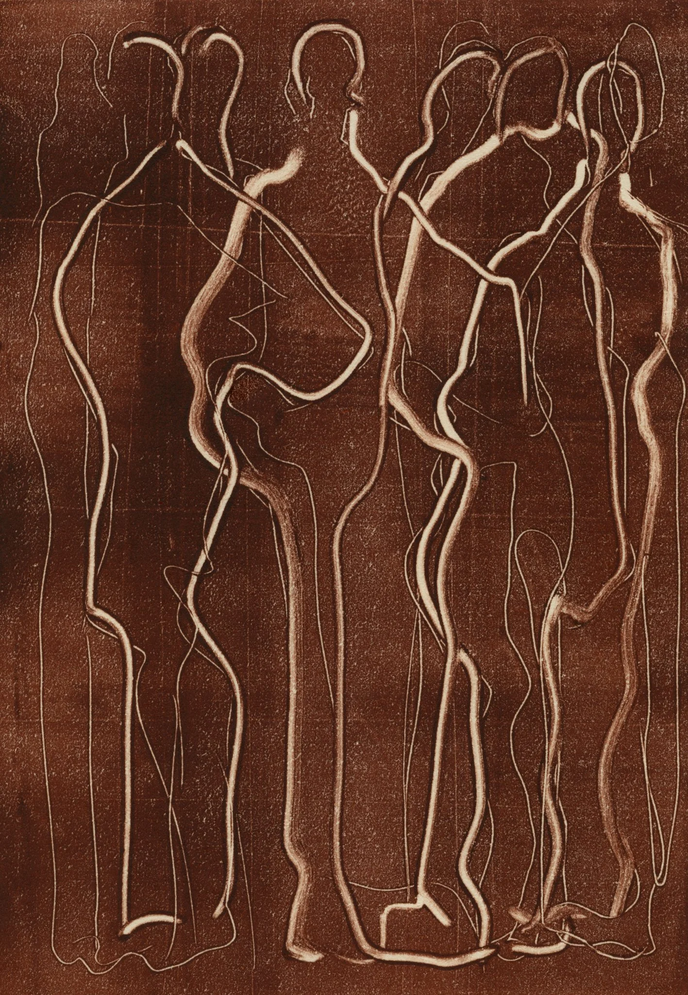  Ensemble in brown  One-of-a-kind handmade monotype drawing on Japan paper   