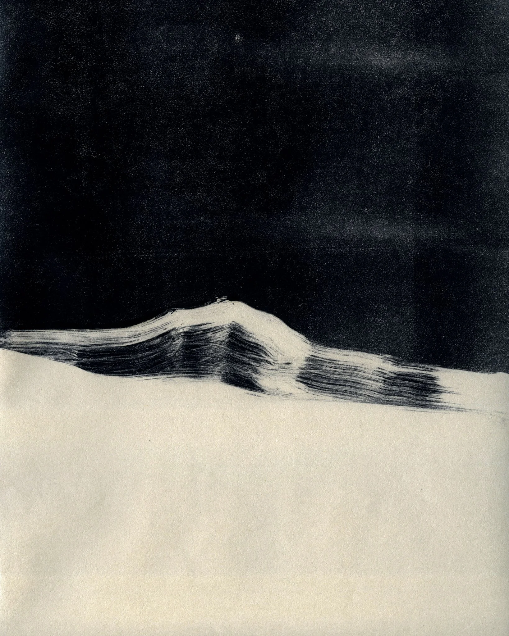  Mørkt landskap, 2021  One-of-a-kind handmade monotype drawing on Japan paper   