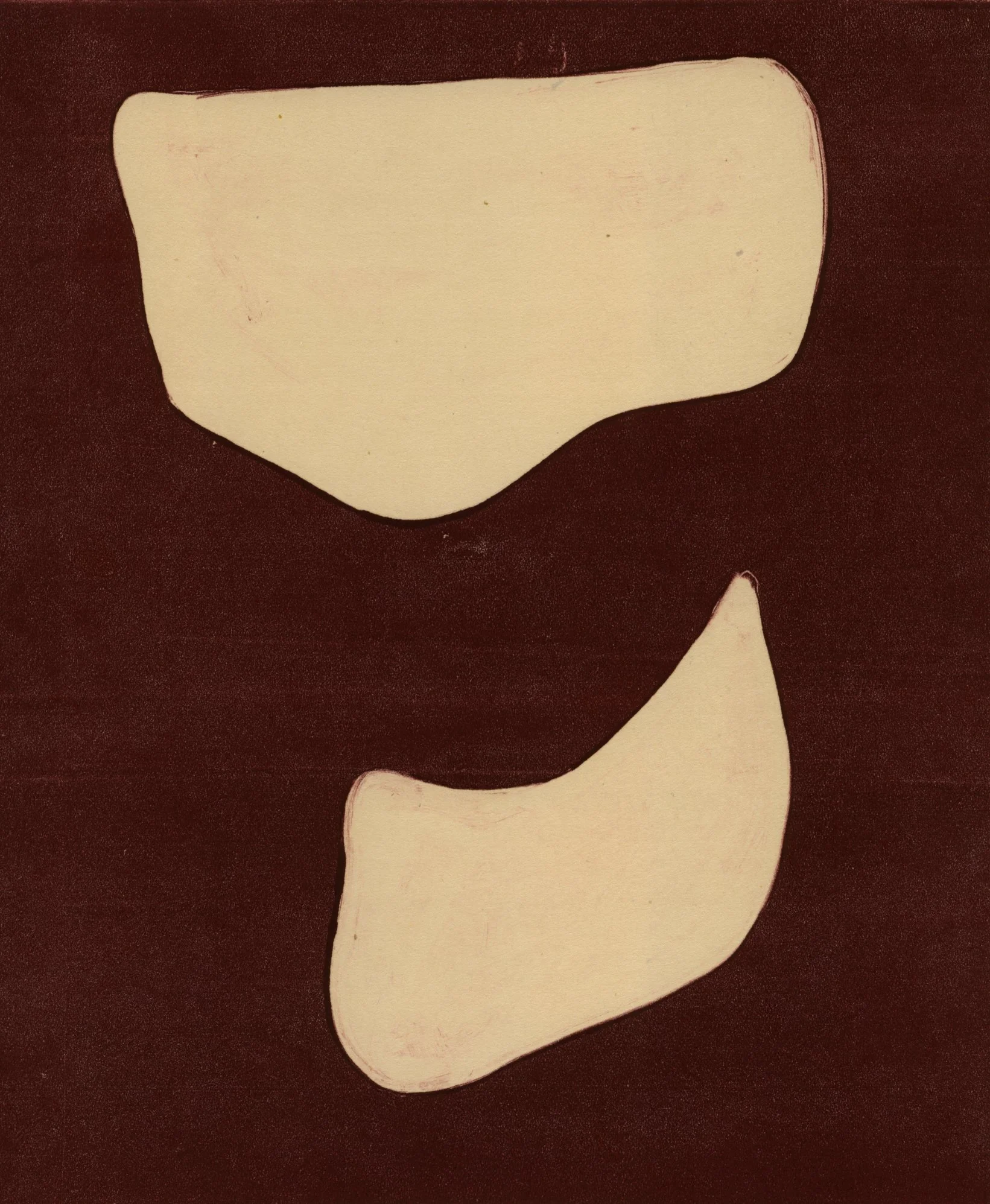 Shapes of garments in madder brown  One-of-a-kind handmade monotype drawing on Japan paper   