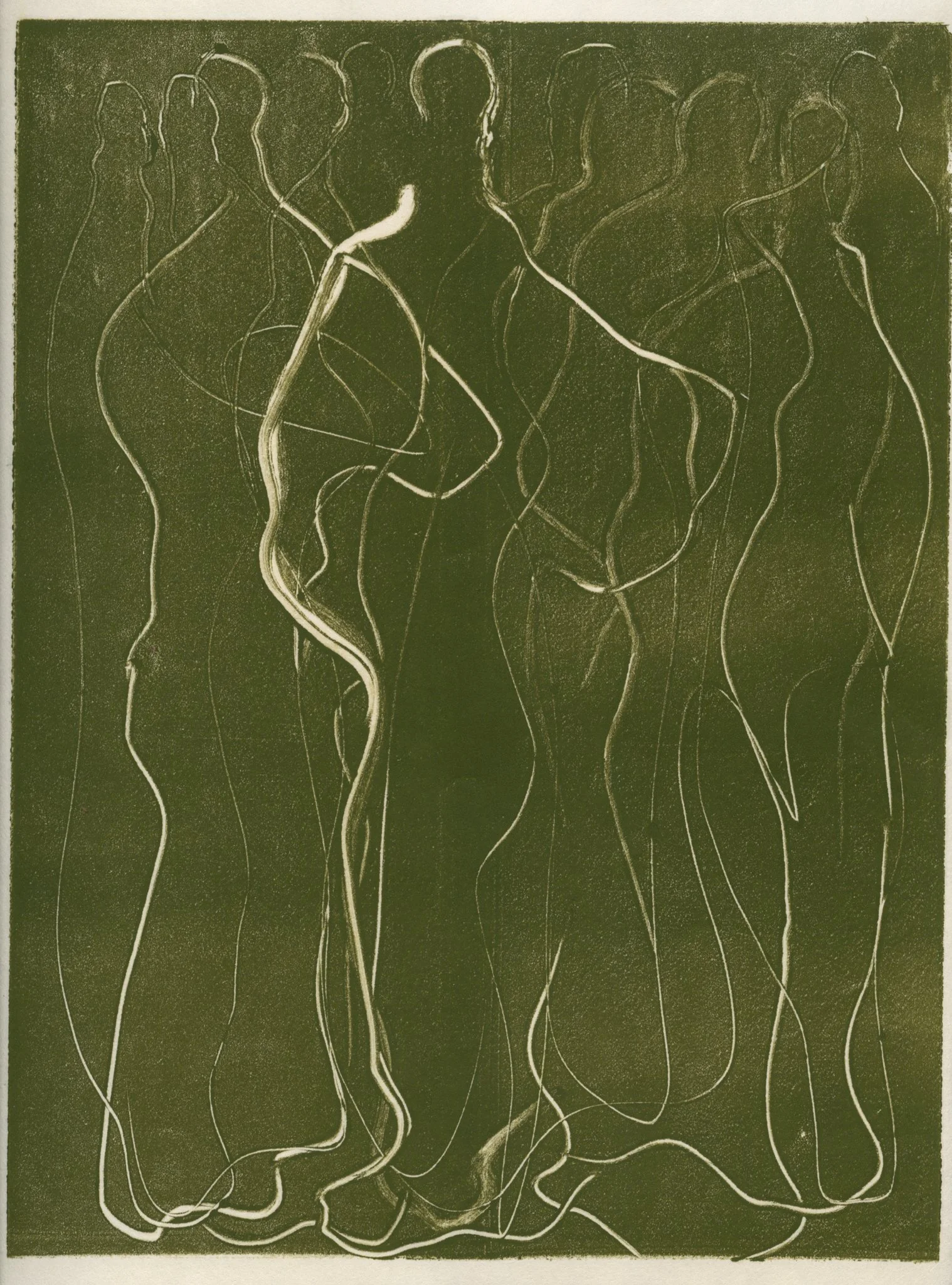  Ensemble in green, 2024  Monotype on washi 