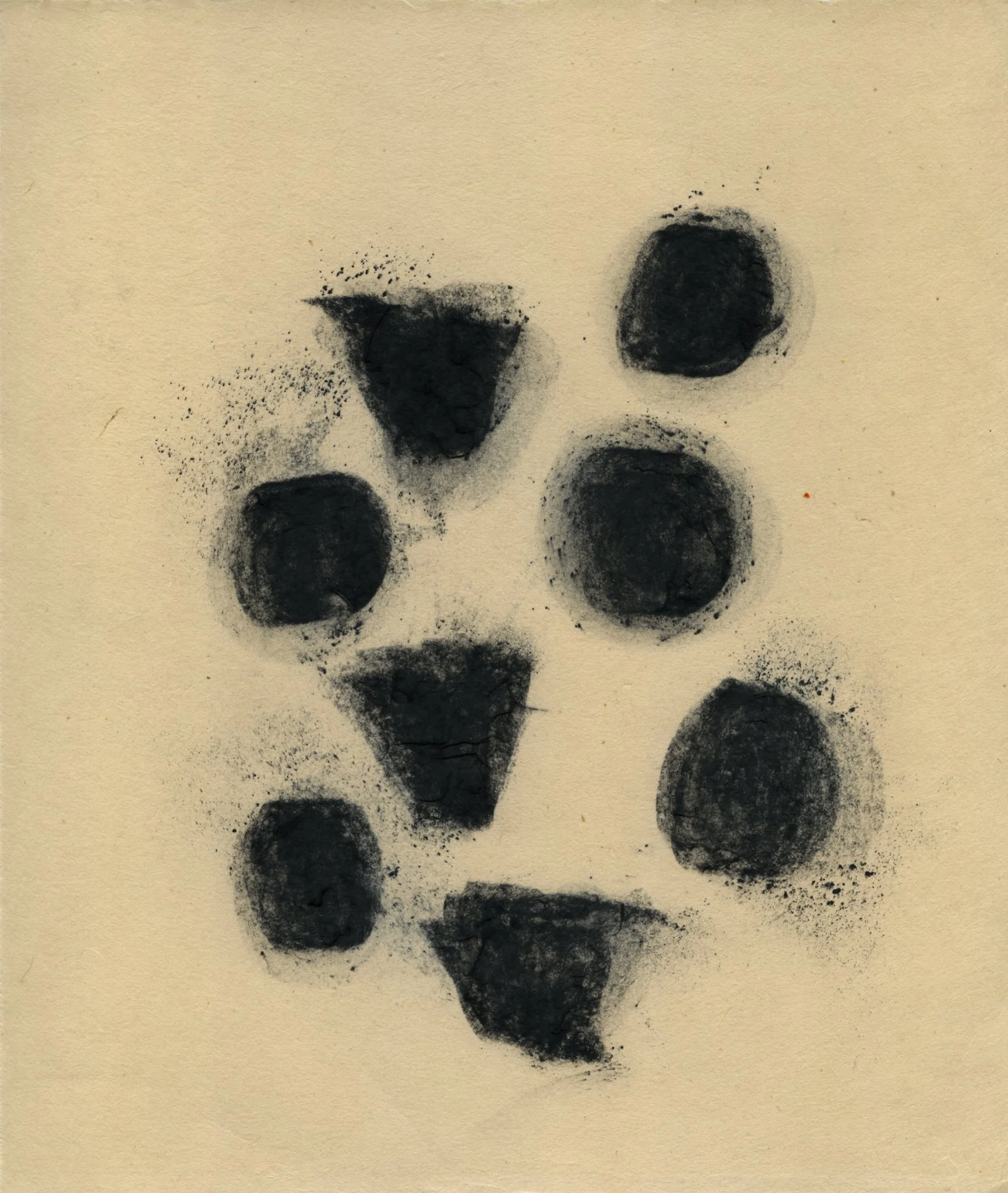  stones, study, 2025  charcoal on washi 