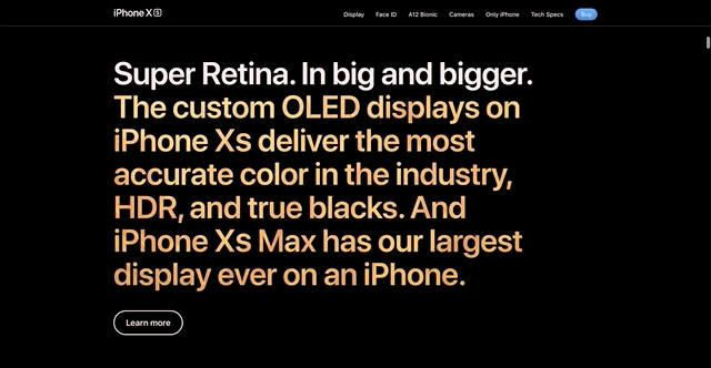 A gif recording of only 4 sections of Apple’s iPhone X sales page