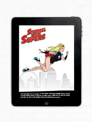 The comic book theme led to the creation of ‘Starheel’, who led the collection of ‘super’ shoes…