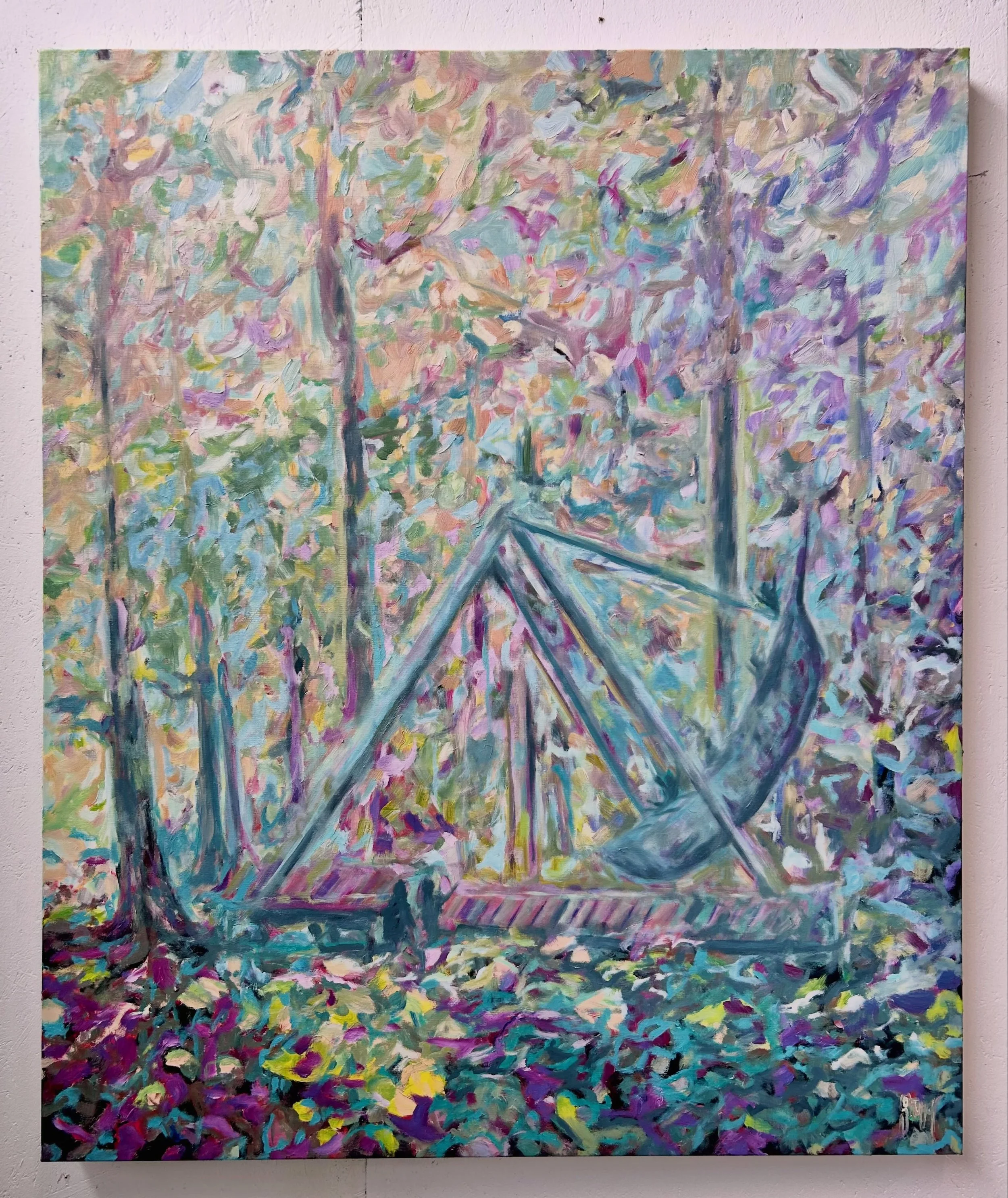 Title: Waldpiraten / Piratas del bosque / forest pirates
&copy; Oliver Staeuber
Oil on canvas
100x120x4cm
2026
&hellip;a reflection on human interference in nature
Soon @peripheriearts 
.
.
.
.
#artwork #oilpaintingartist #kunstinbern #arte #kunst