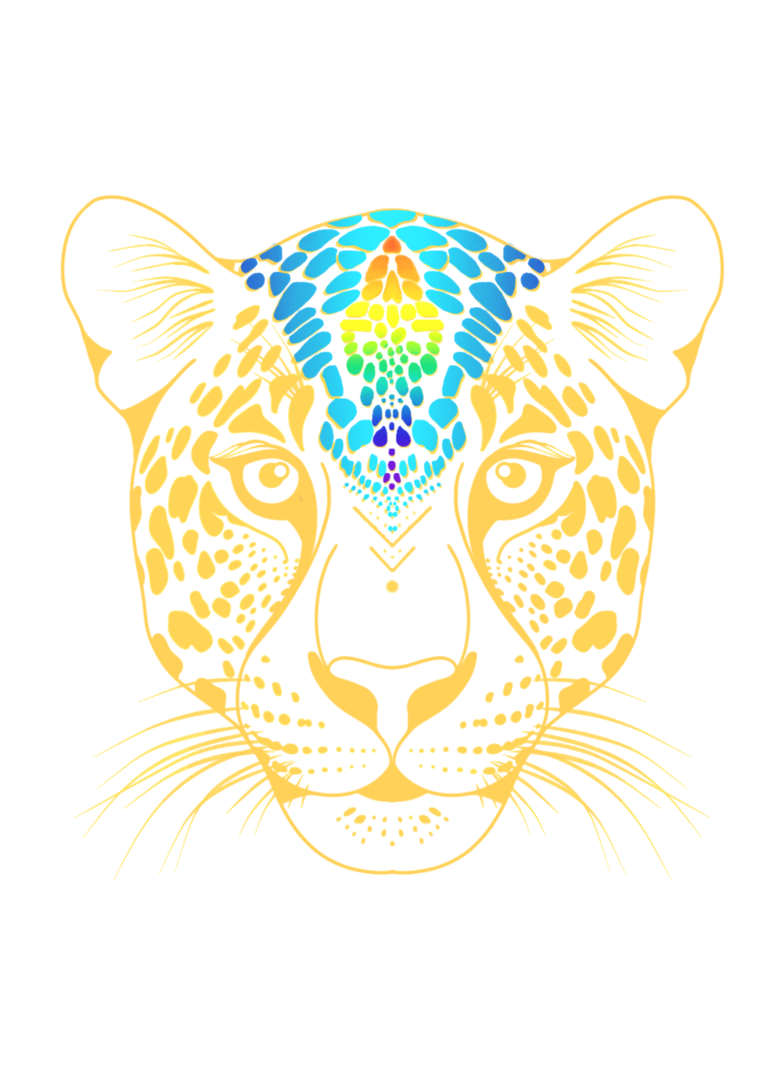 Rainbow gold jaguar head .png