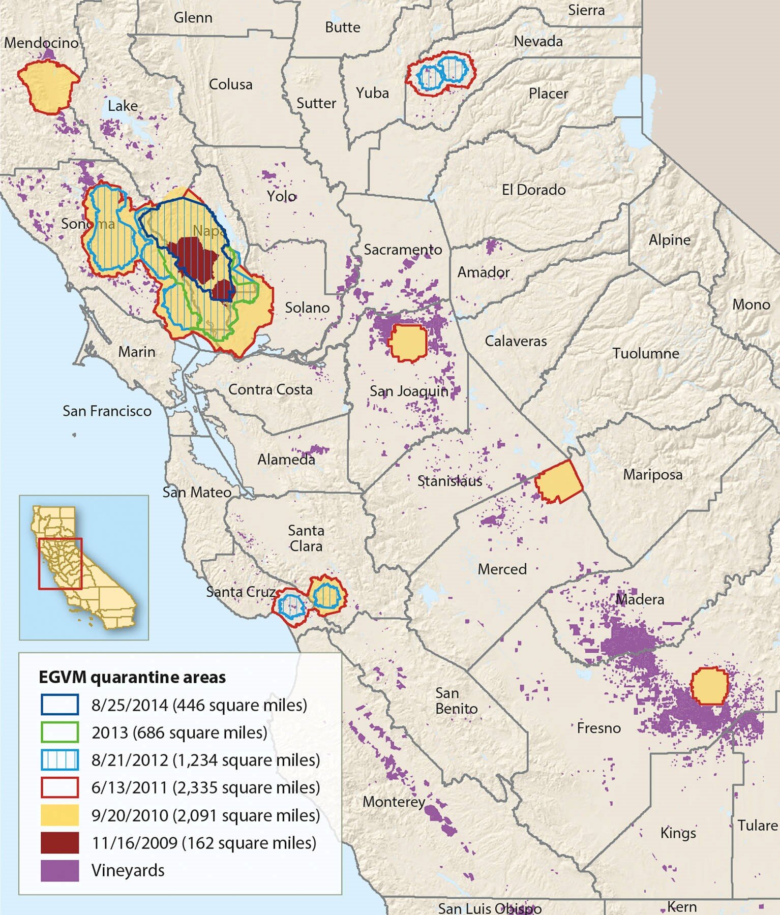 Historical progress  towards eradication of EVGM from California. University of California.