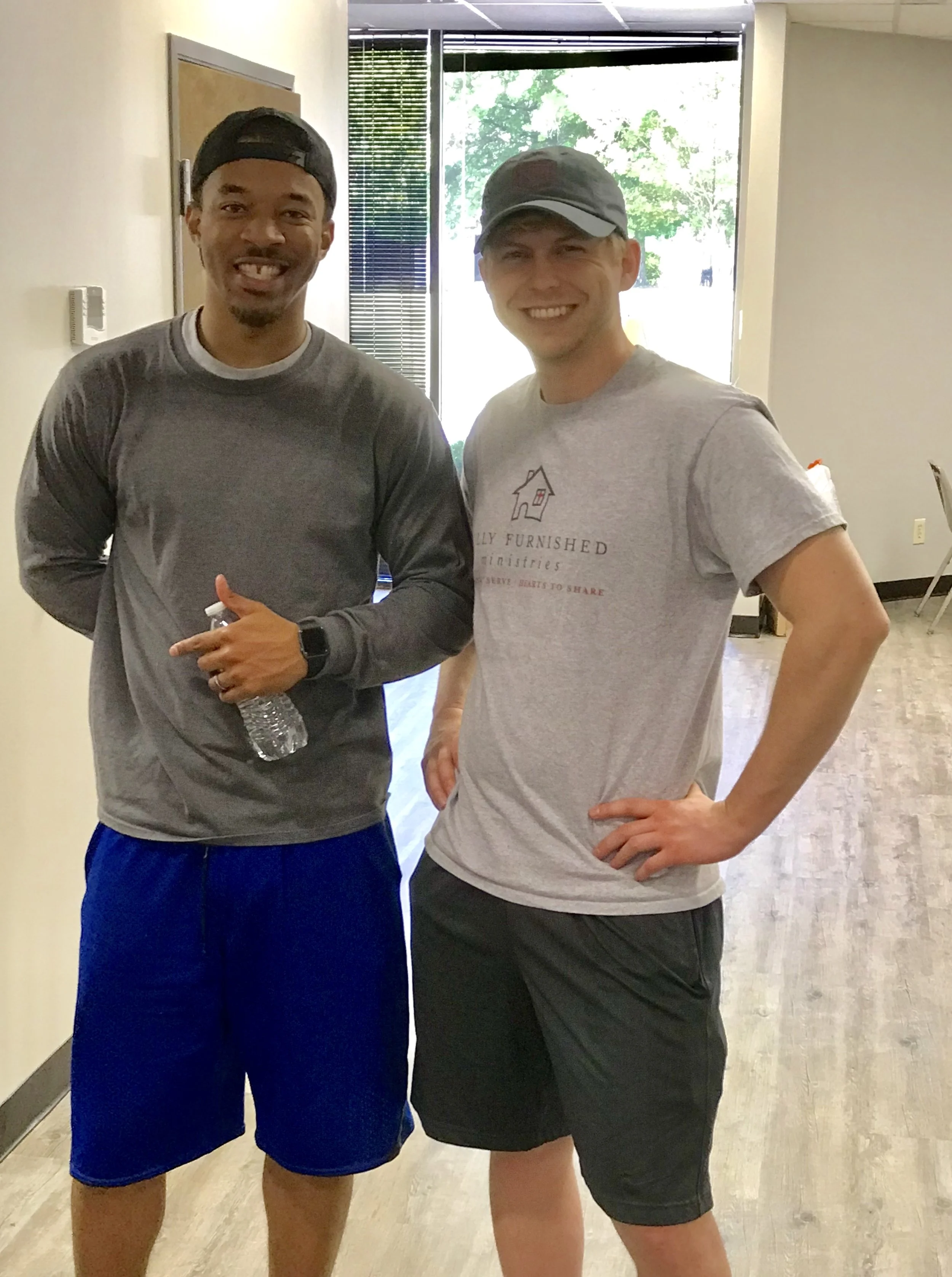 Kenny (on left) and Jason (on right) taking a break from the heavy lifting.