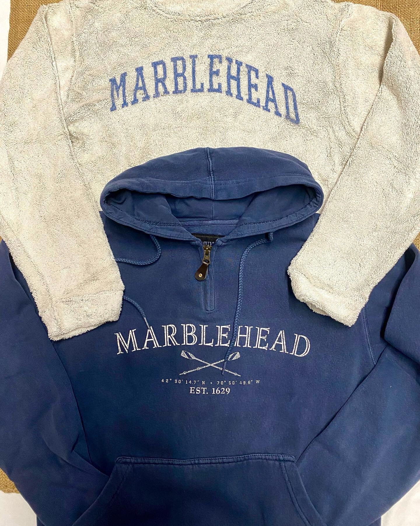 New! 🌸 Restock on our popular Terry Cloth and Mini Zip Hoodies just in time for spring!🌱New Comfort Wash Tees in long and short sleeve are uber soft⛵️#marbleheadproud