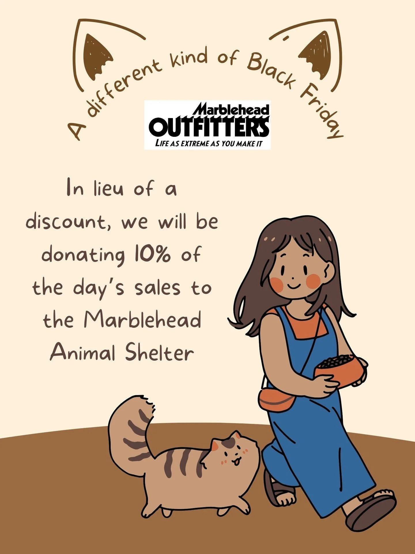Attention all animal lovers! Instead of having a Black Friday sale, Marblehead Outfitters will be continuing our tradition of donating 10% of the day's revenue to the @marblehead_animal_shelter ! Donations help care for all types of animals and find 