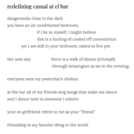 excerpt from five poems in porridge magazine