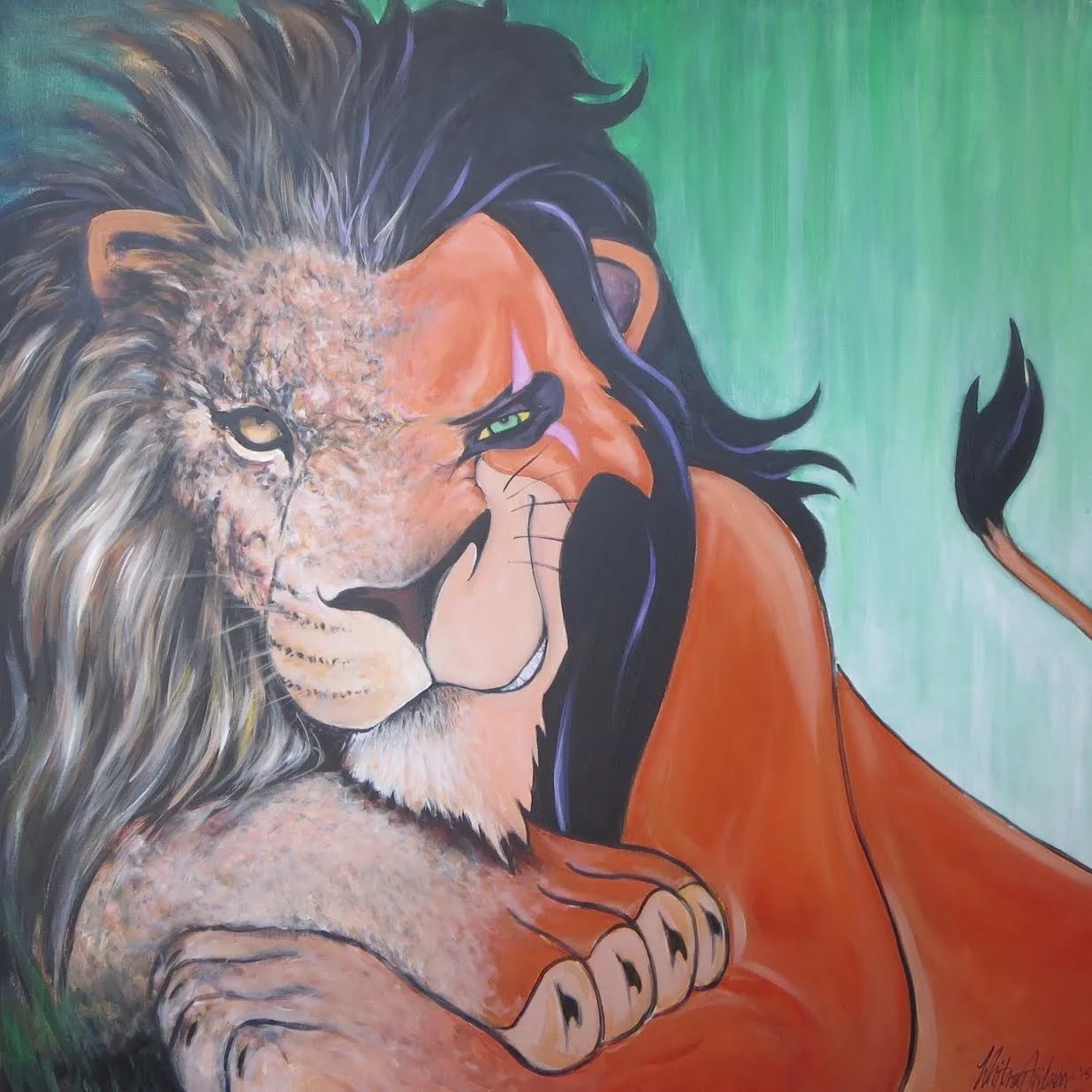 EVERY LION HAS ITS SCAR 36x36"