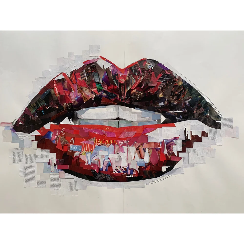 Read My Lips collage art by Whitney L Anderson