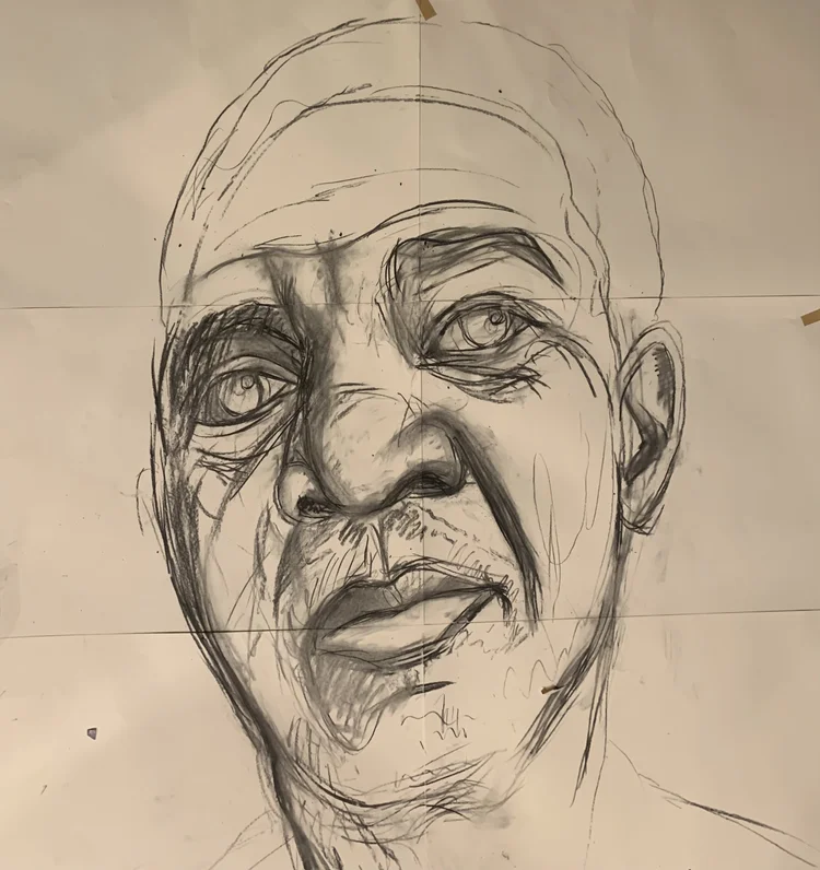 Morgan Freeman portrait, pencil sketch