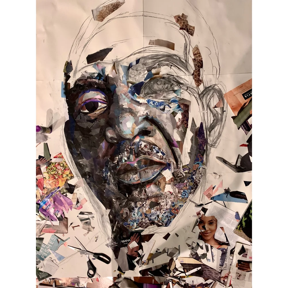 Morgan Freeman collage portrait, finished