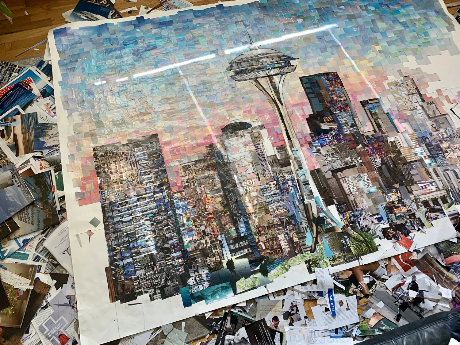 The Seattle Skyline, mosaic collage by Whitney L Anderson