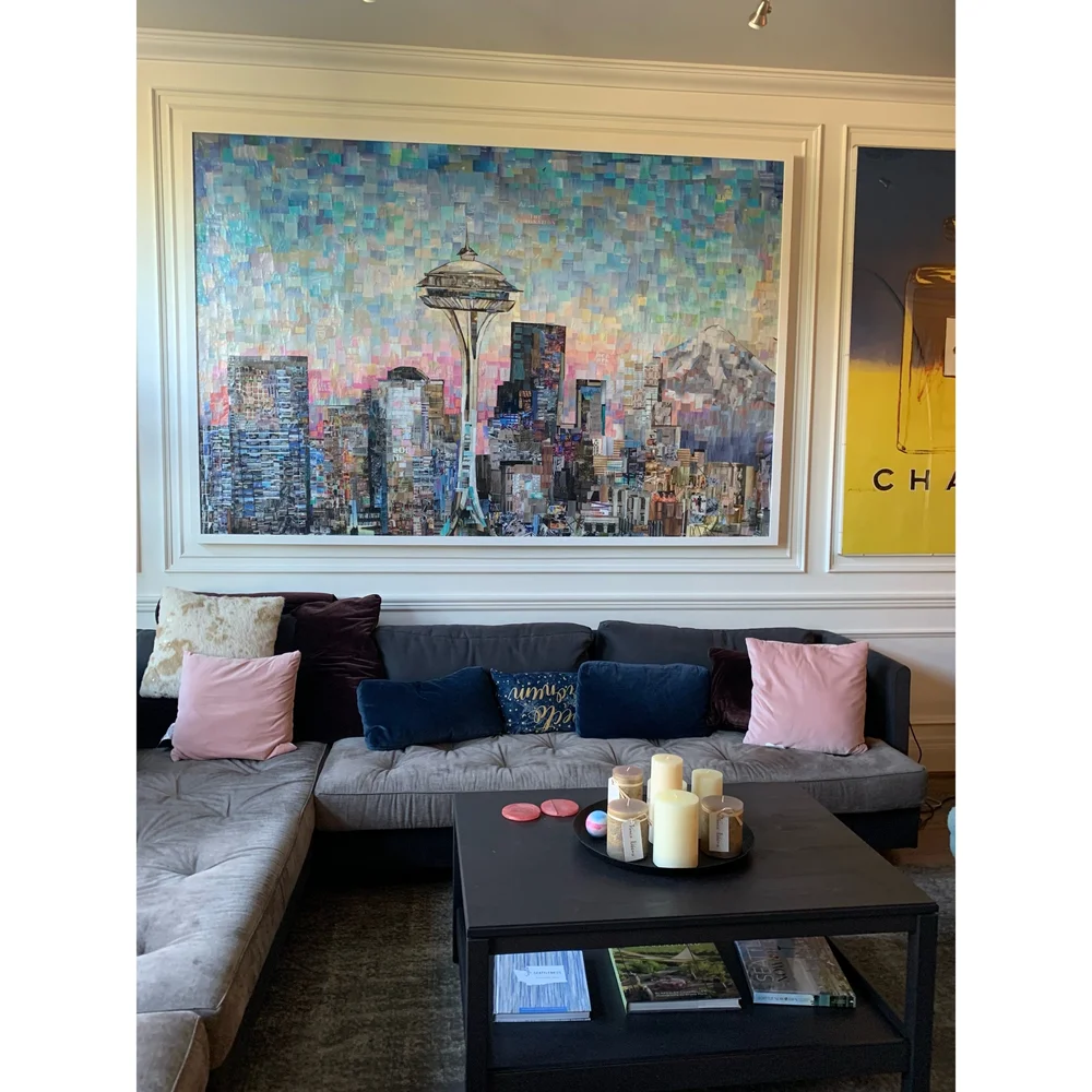 The Seattle Skyline collage by Whitney L Anderson in its new home