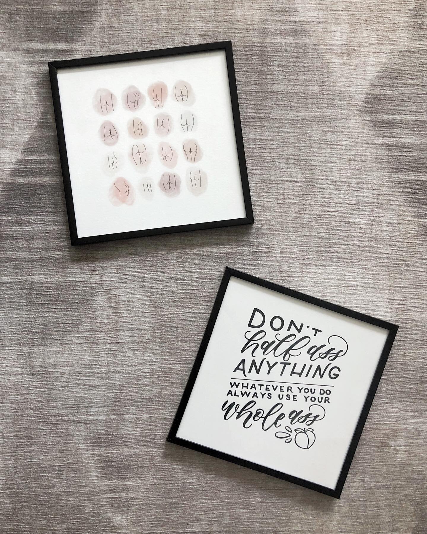 Have been really quiet here because quite frankly I haven&rsquo;t been creating much. Been collecting some plants and looking up new recipes and took a little break from lettering and weddings... but I did draw and frame up some butts inspired by pri
