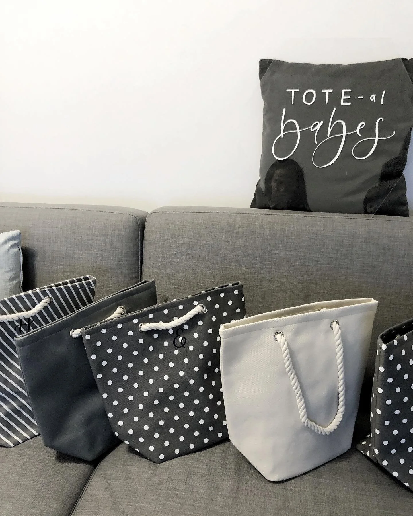 Latergram of the @weddingstar beach totes I subtly customized for my bride tribe. Thanks for these babes for being &ldquo;TOTE-ally&rdquo; amazing with all the bachelorette planning 💕 (think... all plans needing to change and rechange due to COVID-1