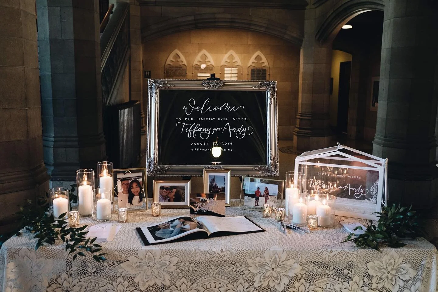 Happy anniversary to T&amp;A, can&rsquo;t believe it&rsquo;s been a year since this beautiful prince and princess castle wedding 💕
.
.
.
.
.
.
 .
.
.
.
.
#handlettering #moderncalligraphy #lettering #calligraphy #torontocalligraphy #torontocalligrap