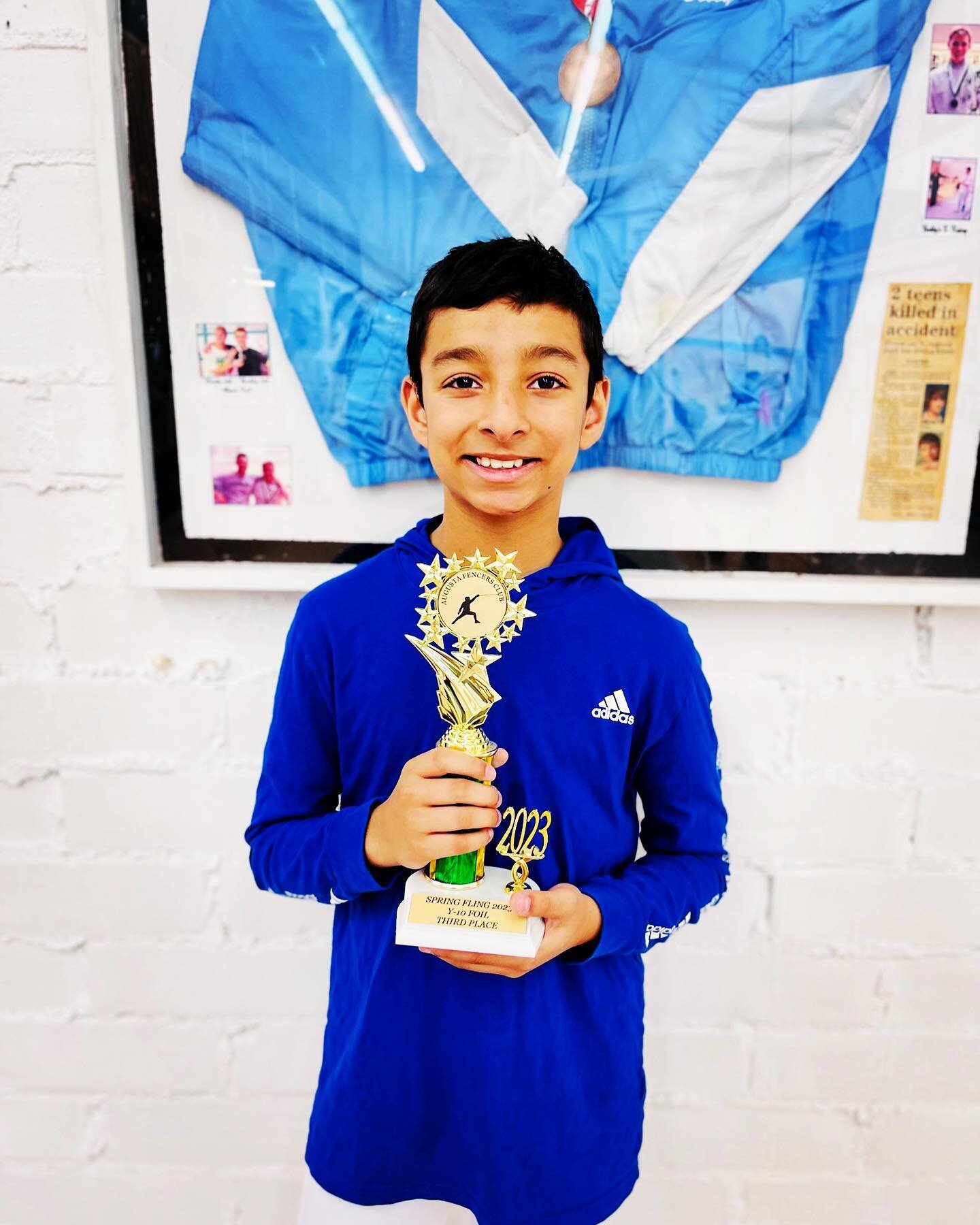 Congratulations to Vin for his Bronze medal 🥉 in the Y10 event at the Augusta Spring Fling Tournament this weekend!!