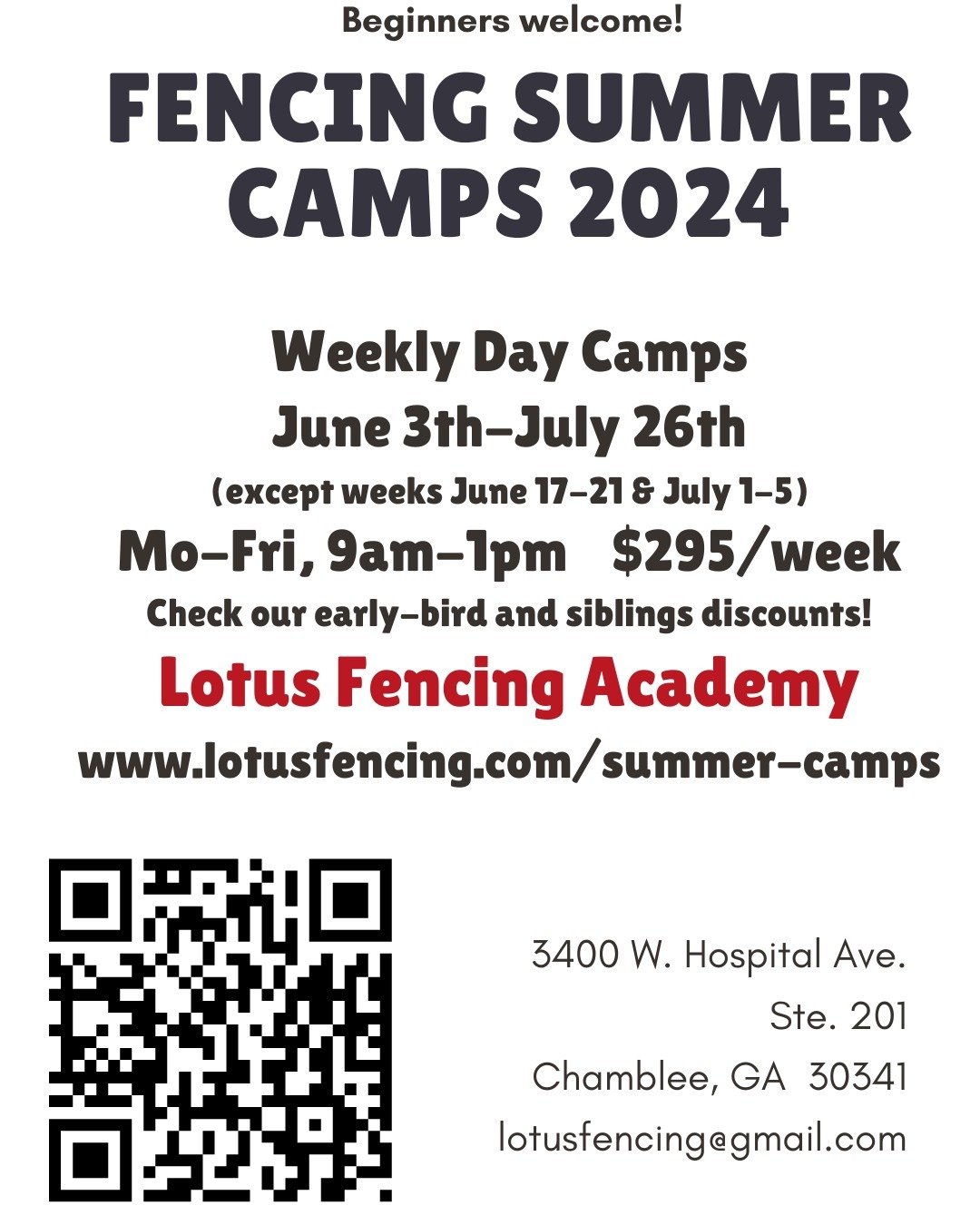 🔥FLASH SALE!! 🔥 Our day summer camps are on sale this weekend! $245/camp. BEGINNERS WELCOME! Sale only available May 10-12. Save your spot with a $100 deposit.