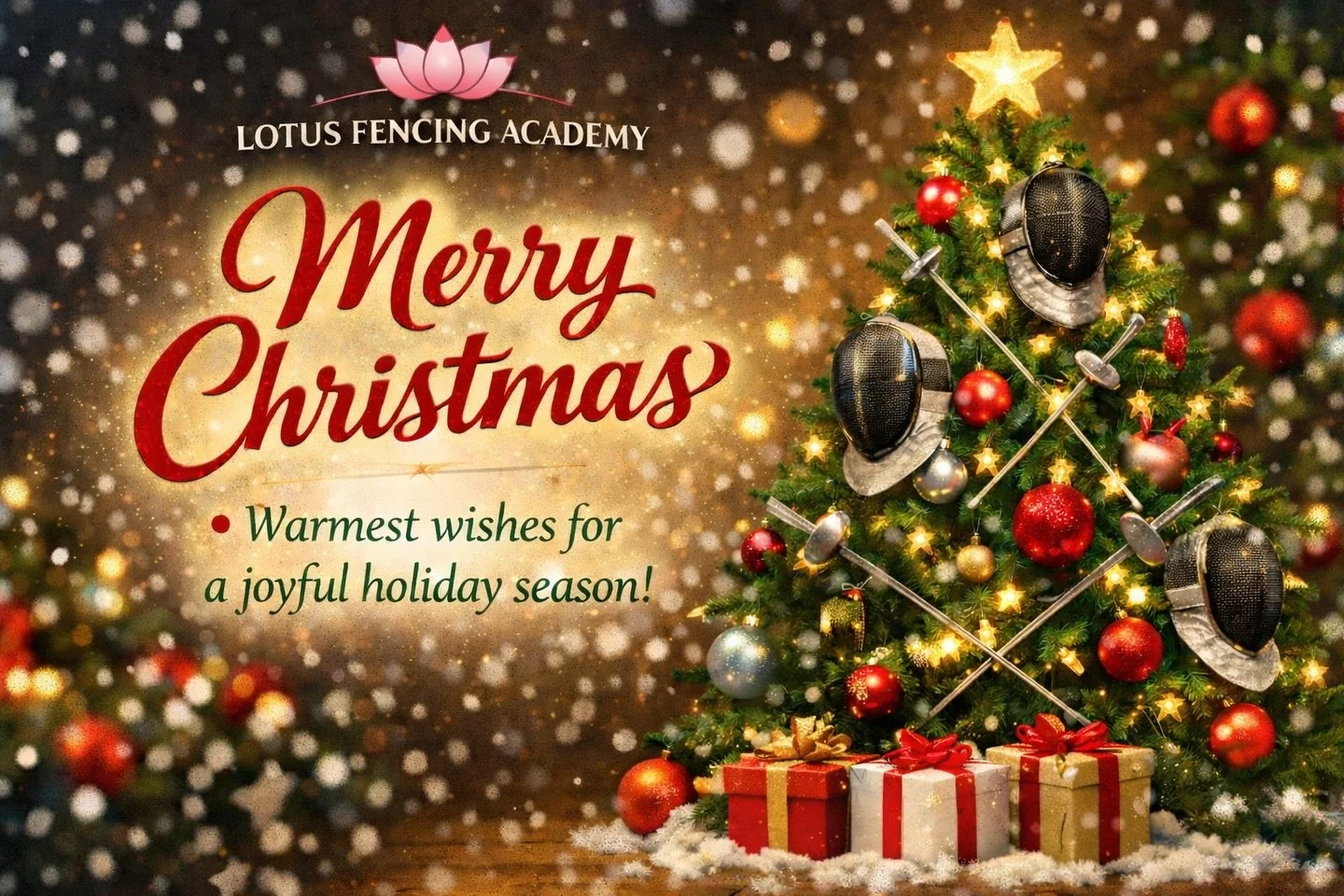 Merry Christmas from our family to yours! 🎄
Today, we&rsquo;re stepping off the strip to celebrate the joy of the season. To all our fencers, parents, and coaches at Lotus Fencing Academy. We wish you a day filled with laughter, warmth, and wonderfu