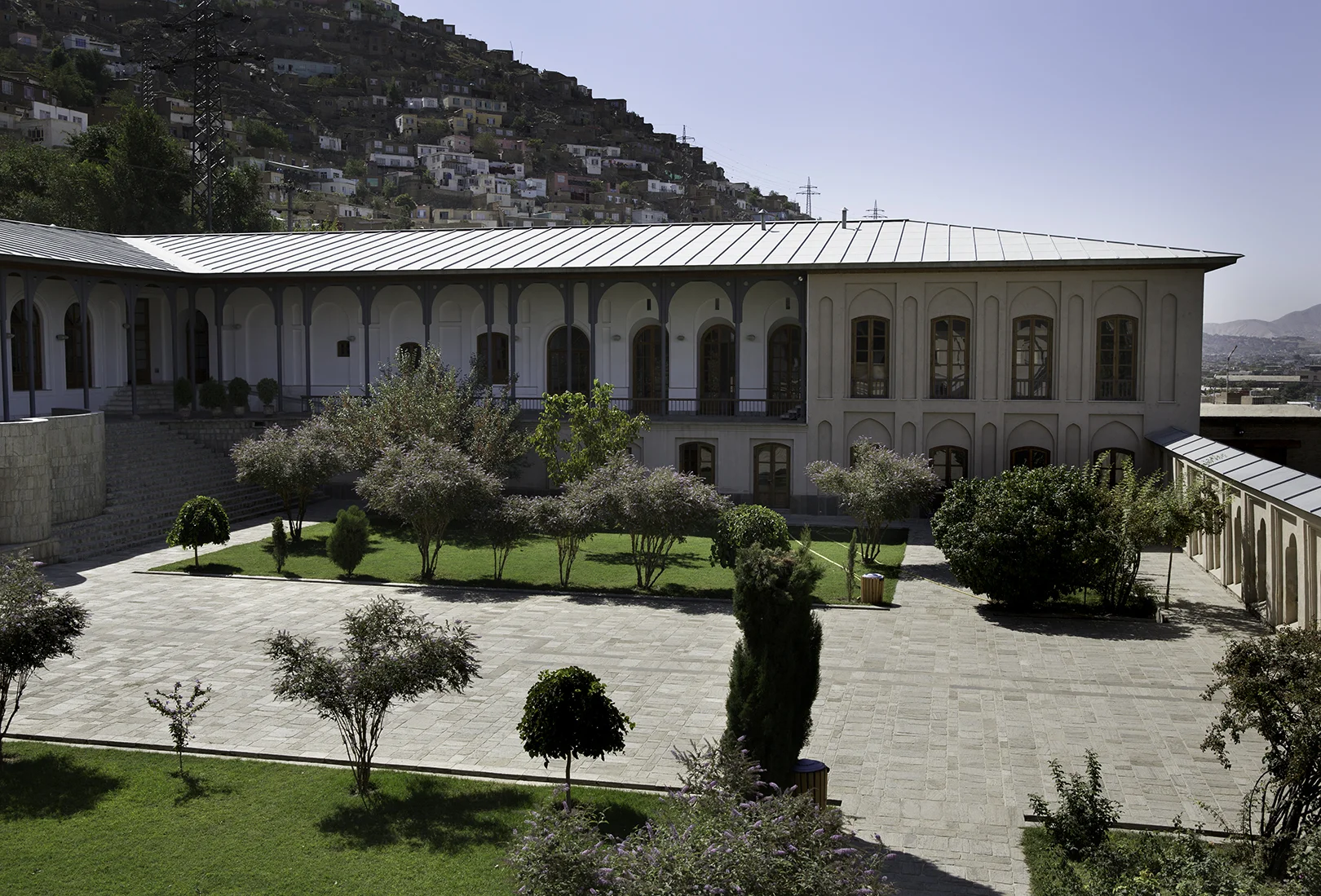 A large pavilion was built on the upper levels of Bagh-e Babur in the 20th-century by King Nadir Shah and it now serves as an exhibition hall.