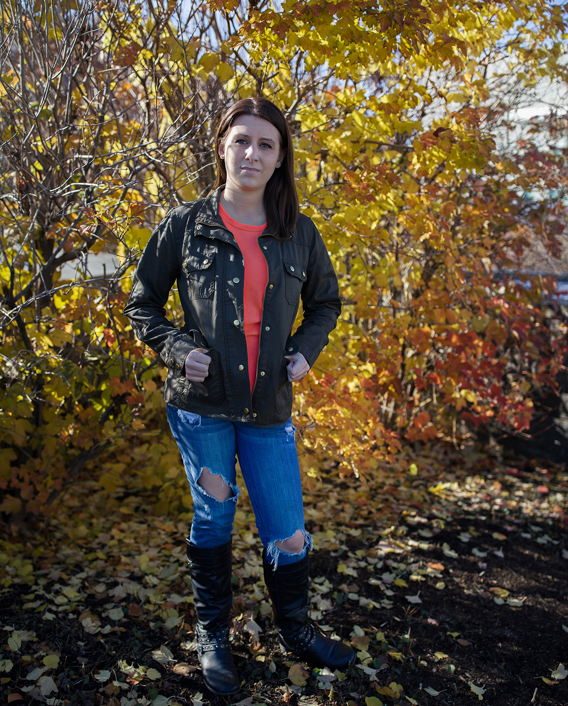 Megan McCarthy stands outside the University of Vermont Medical Center November 24, 2016 in Burlington, Vermont where she had a sonogram to determine the health of her baby girl delivered March 2017. Megan was trafficked from Vermont to Connecticut by a man who once supplied heroin to her and eventually became her pimp.
