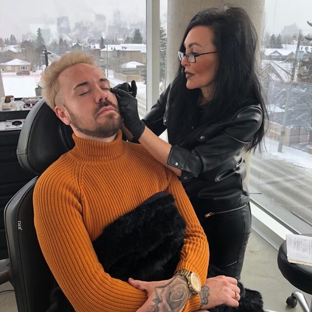 This handsome young man @moworsley getting his &ldquo;brotox&rdquo;! Check him out @musehairstudioyyc he is super talented. How lucky am I to get to see him everyday @districtstudiosyyc!?
