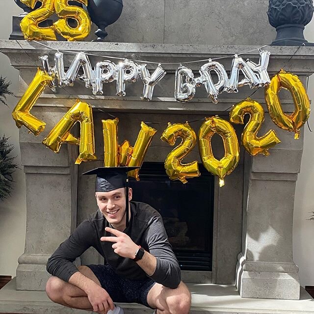 Celebrating two milestones at home this weekend! Not the way we had planned on celebrating but very special! So very proud of our son Sean on achieving his J.D. law degree as he turns 25 today! Congratulations Sean. You have worked so hard! We are so