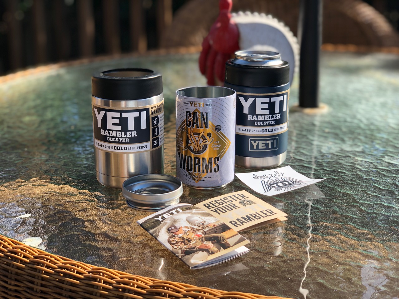 YETI Rambler Colster Beer Insulator “Unwrapped” On Table