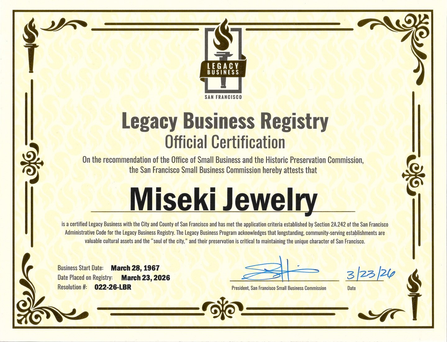 We are beyond proud to announce that Miseki Jewelry has officially been named a SF Legacy Business! 🏆 This honor celebrates Miseki&rsquo;s decades of tradition, craftsmanship, and being a part of special moments here in Japantown.

Come stop by, say