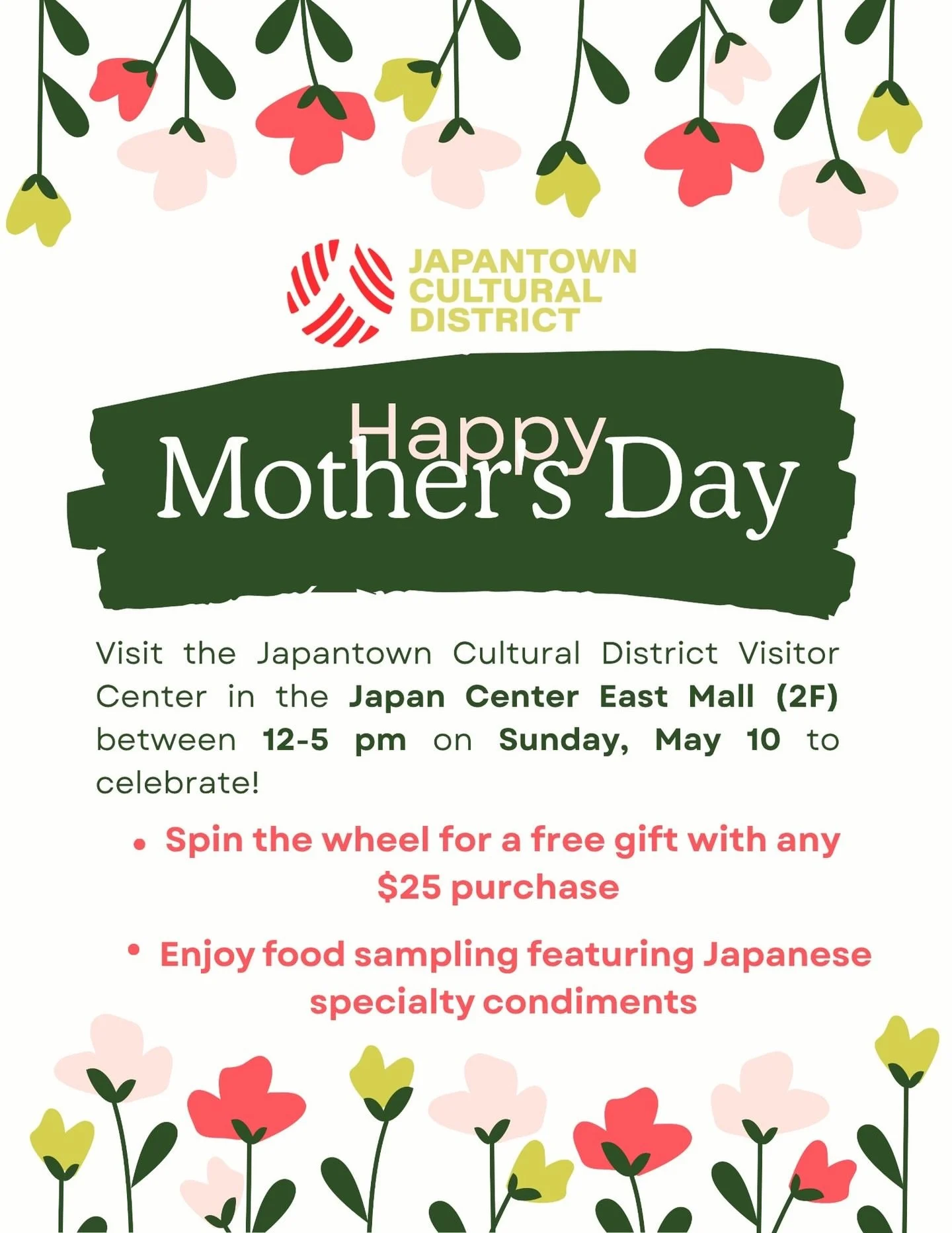 Calling Mom&rsquo;s!!! Stop by the Japantown Cultural District&rsquo;s Visitor Center!

Repost from @japantownculturaldistrict
&bull;
Come to the Visitor Center on May 10 to celebrate Mother&rsquo;s Day&mdash;slightly delayed, but just as special!