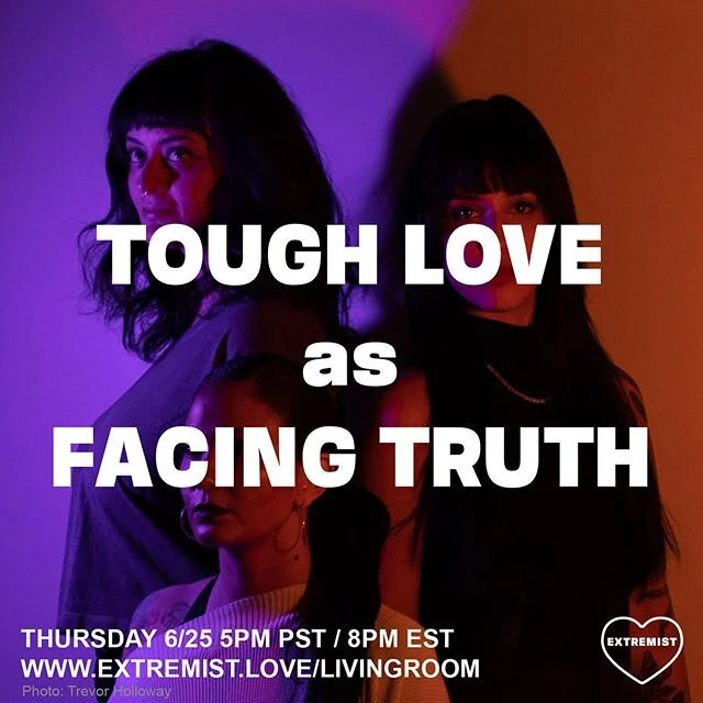 Join us tomorrow in the living room for a community conversation about tough love and facing hard truths. We can&rsquo;t turn away from the painful truths we experience individually and as a collective if we truly want to heal. Sign up via the link i