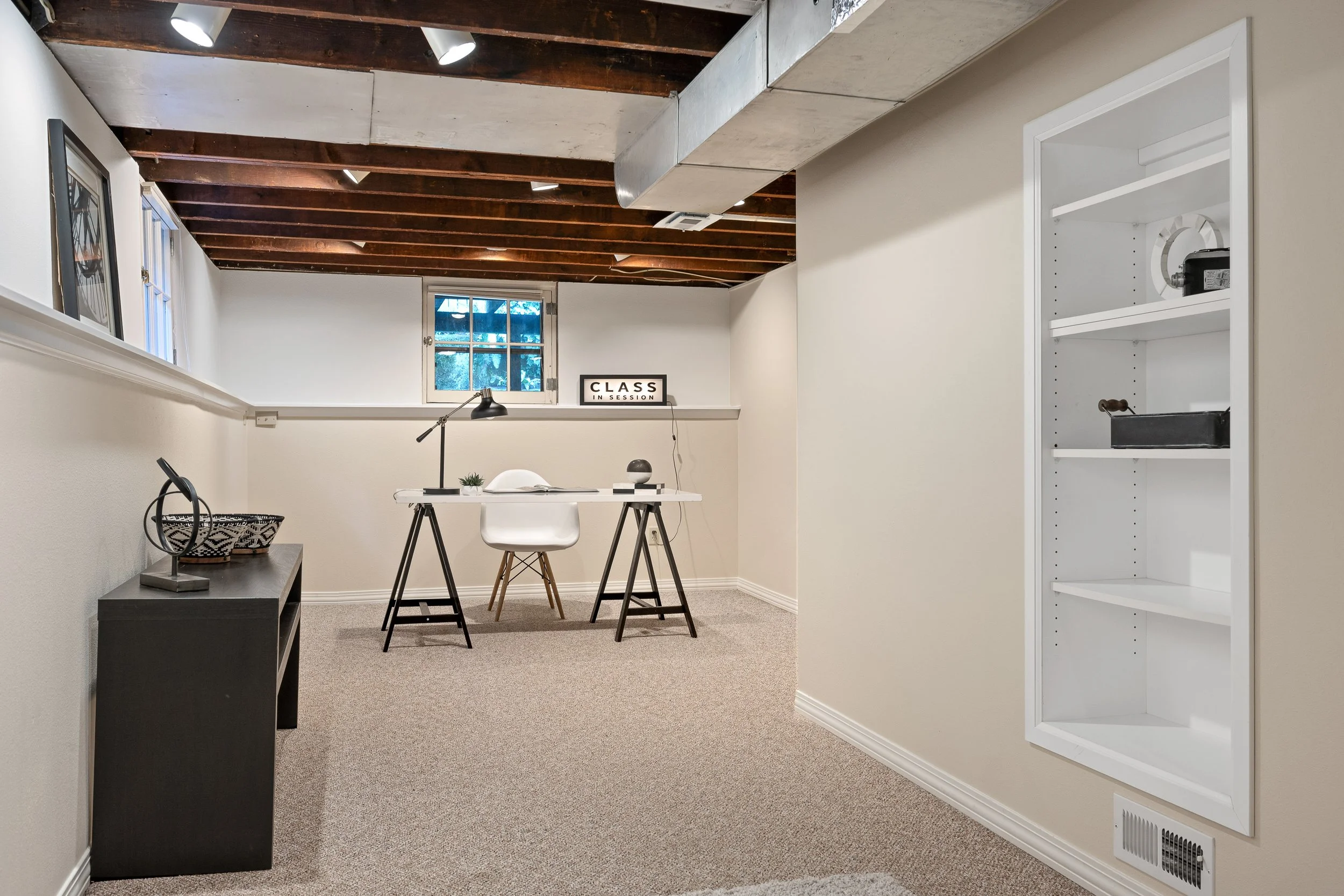  The lower level includes laundry and a flexible bonus room. 