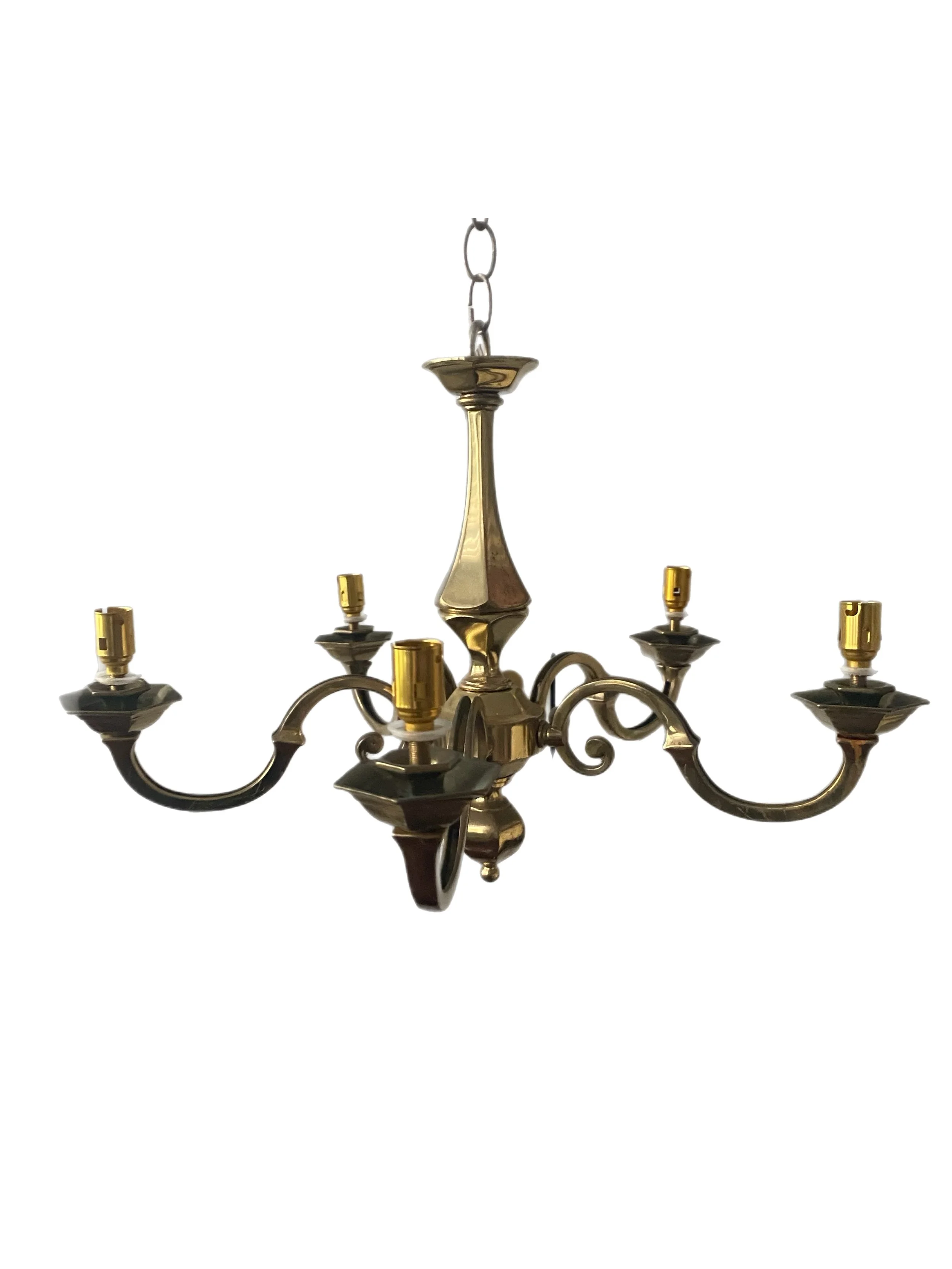 6-arm Brass Chandelier for taper candles $35.00 (plus candles)