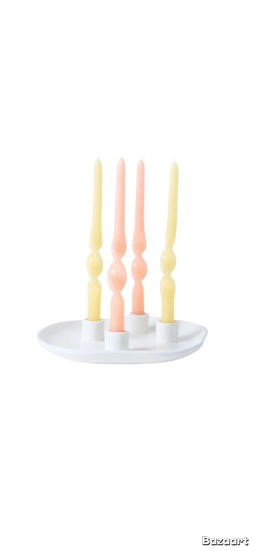 White Stoneware 4 Taper Candle Holder 26.2cm x 23.2cm x 4.5cm from $17.00 including Taper Candles