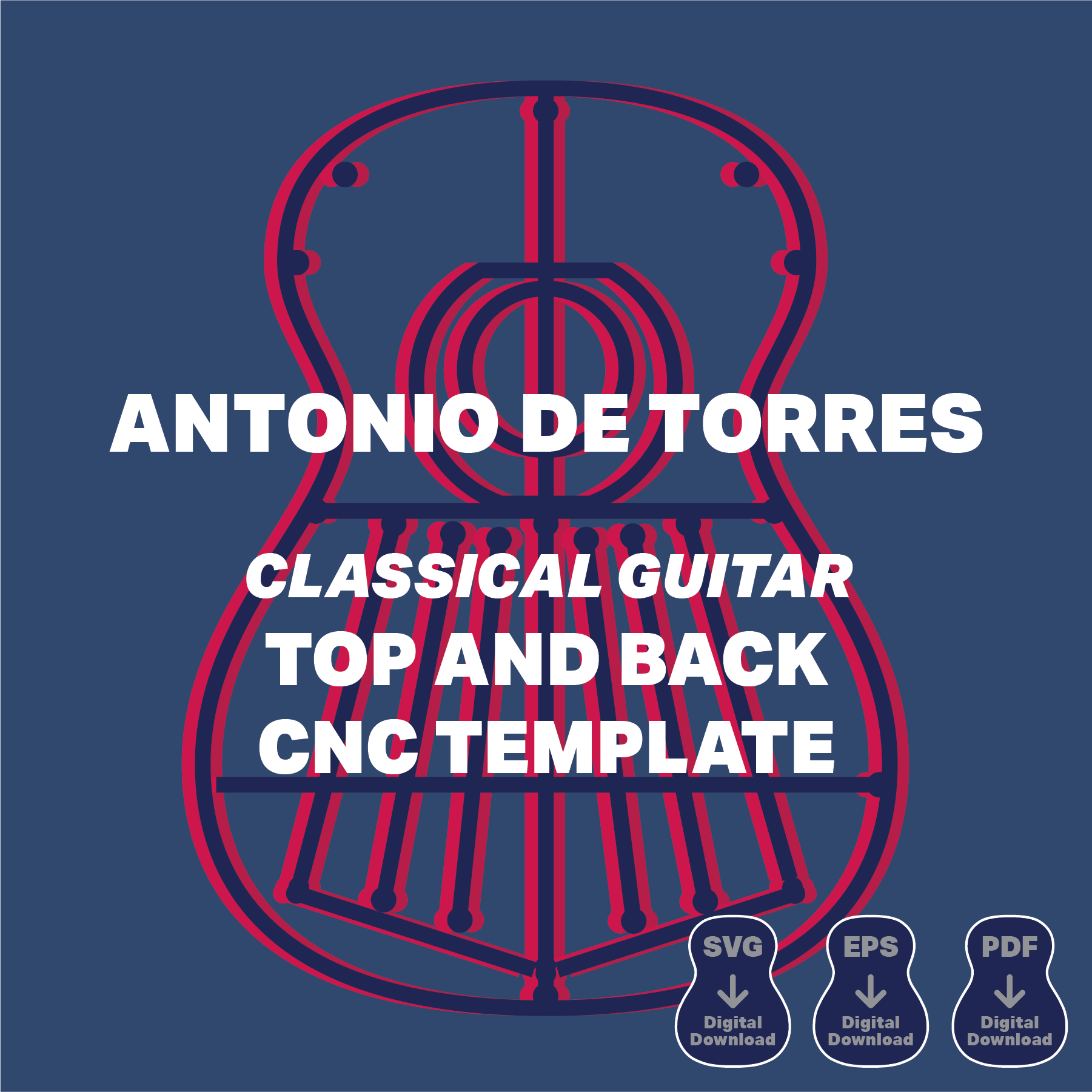 Torres guitar top and back template for CNC or laser cutter