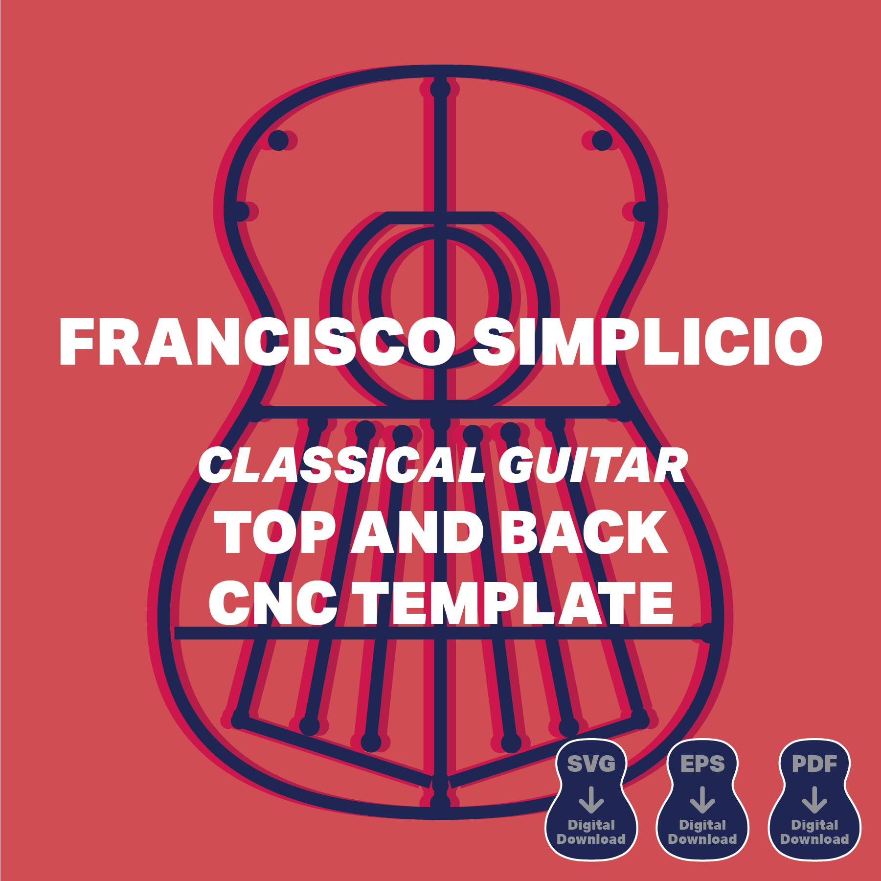 Simplicio guitar top and back template for CNC or laser cutter