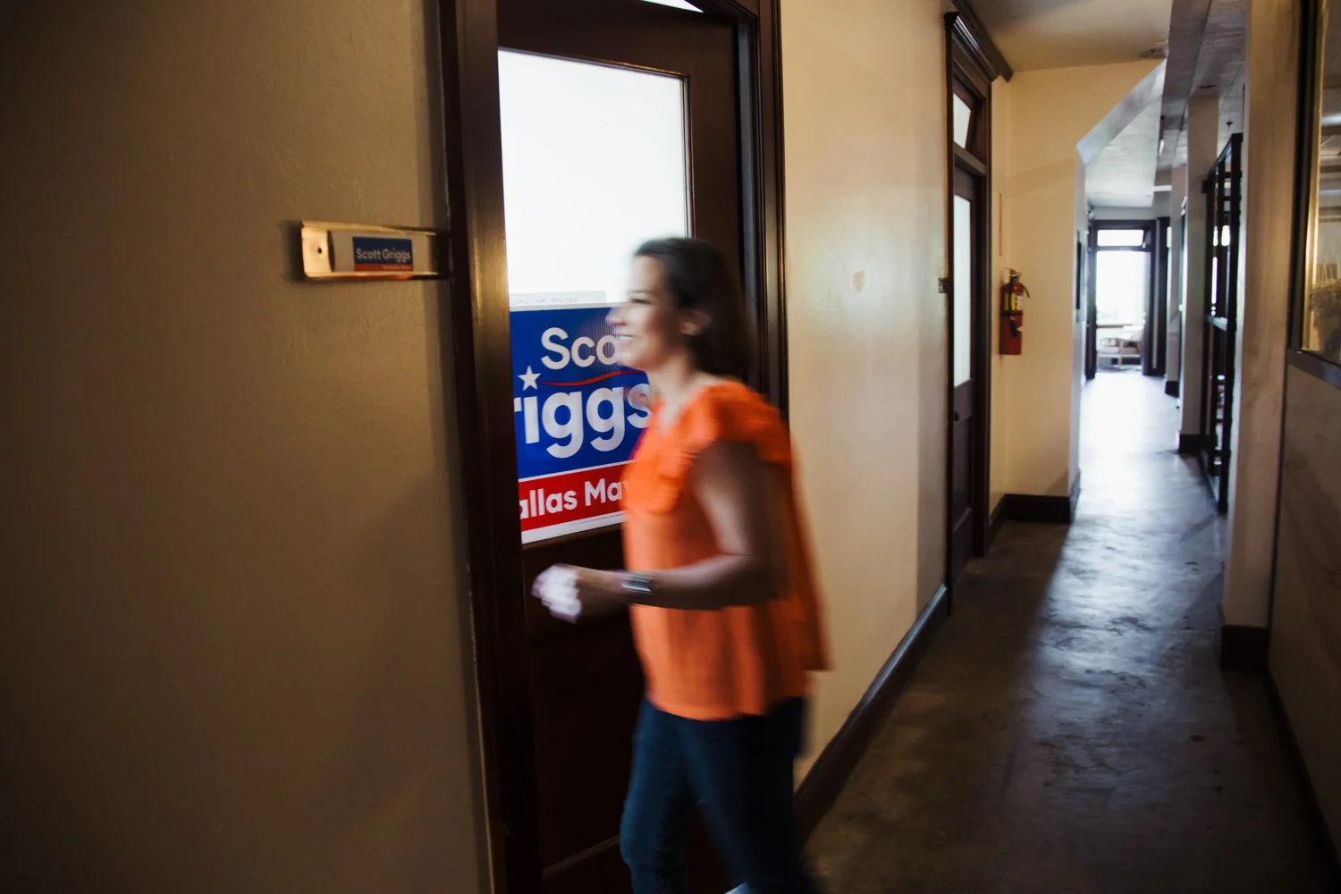 Pictured above: Mariana walking into the Scott Grigg’s Campaign office, located at Wax Space in Tyler Station