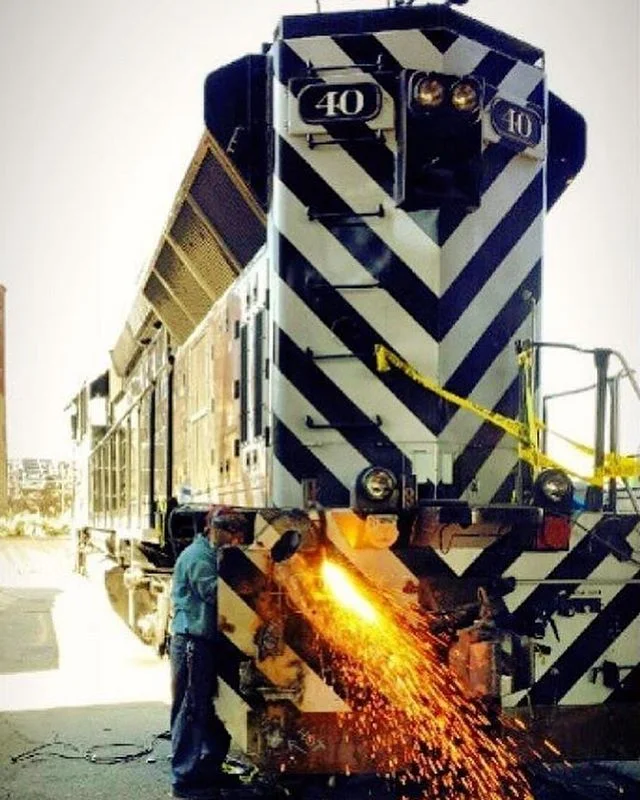 One of my favorite pics from the archives... @_george_andrade_  doin work on a collision repair.  #wilmingtonironworks #welding #weldrepair #howmanyyearsago