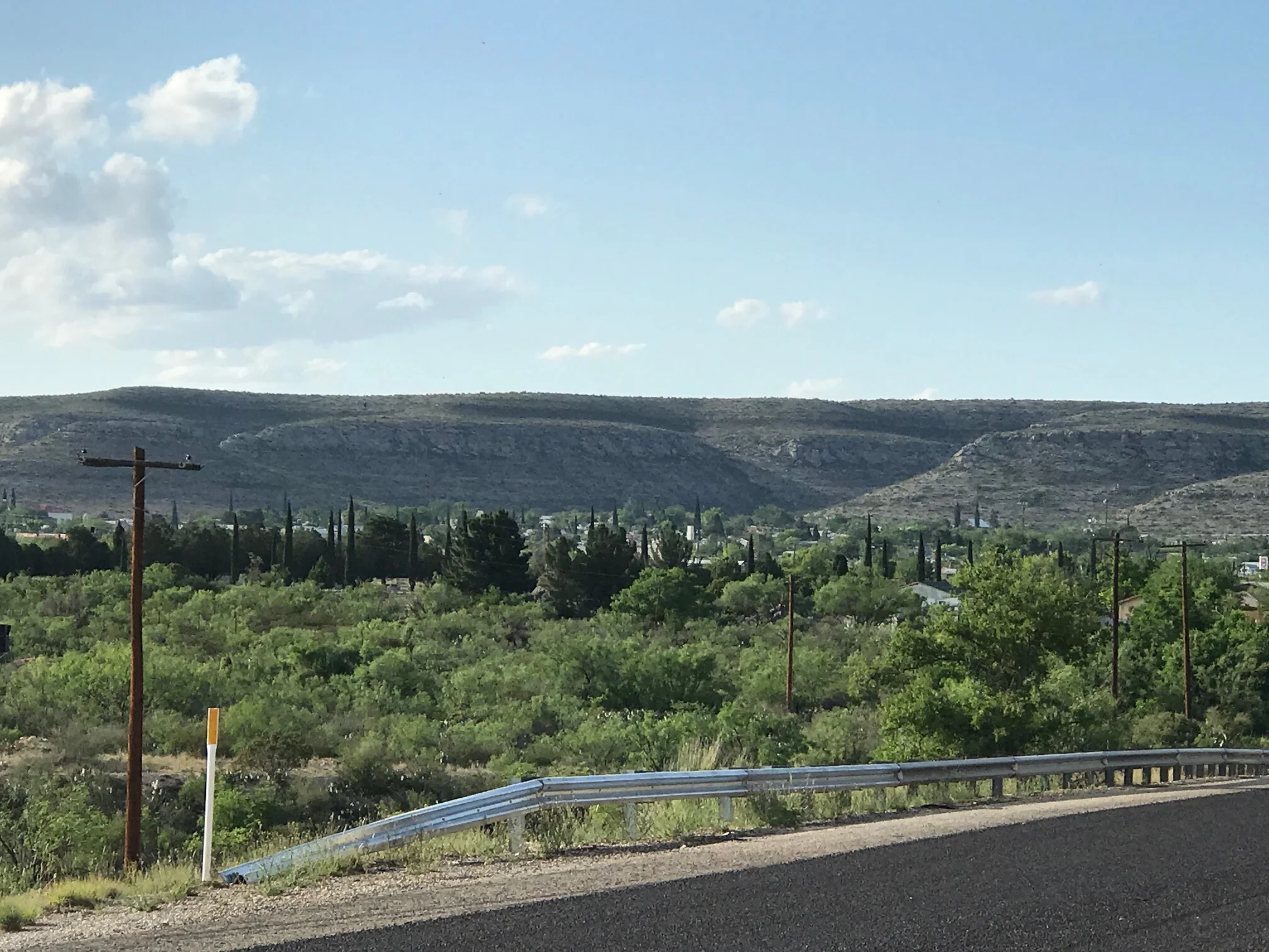 Driving into town