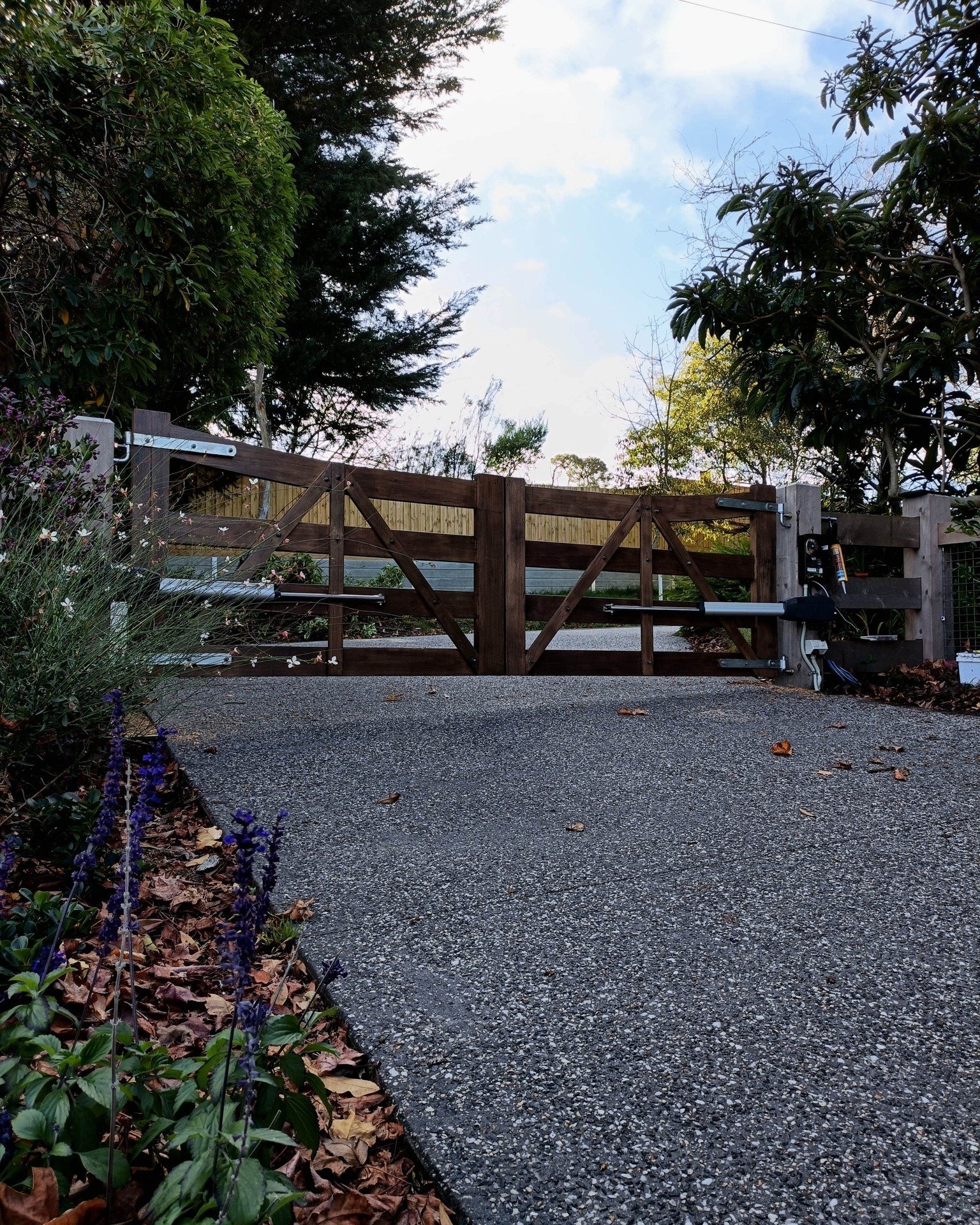 F27 Blackbutt hardwood gates in our signature tall sweep design.
These gates are made from premium Australian Blackbutt and finished with two coats of our advanced brown timber finish + coating for up to 3 years of maintenance-free performance. The